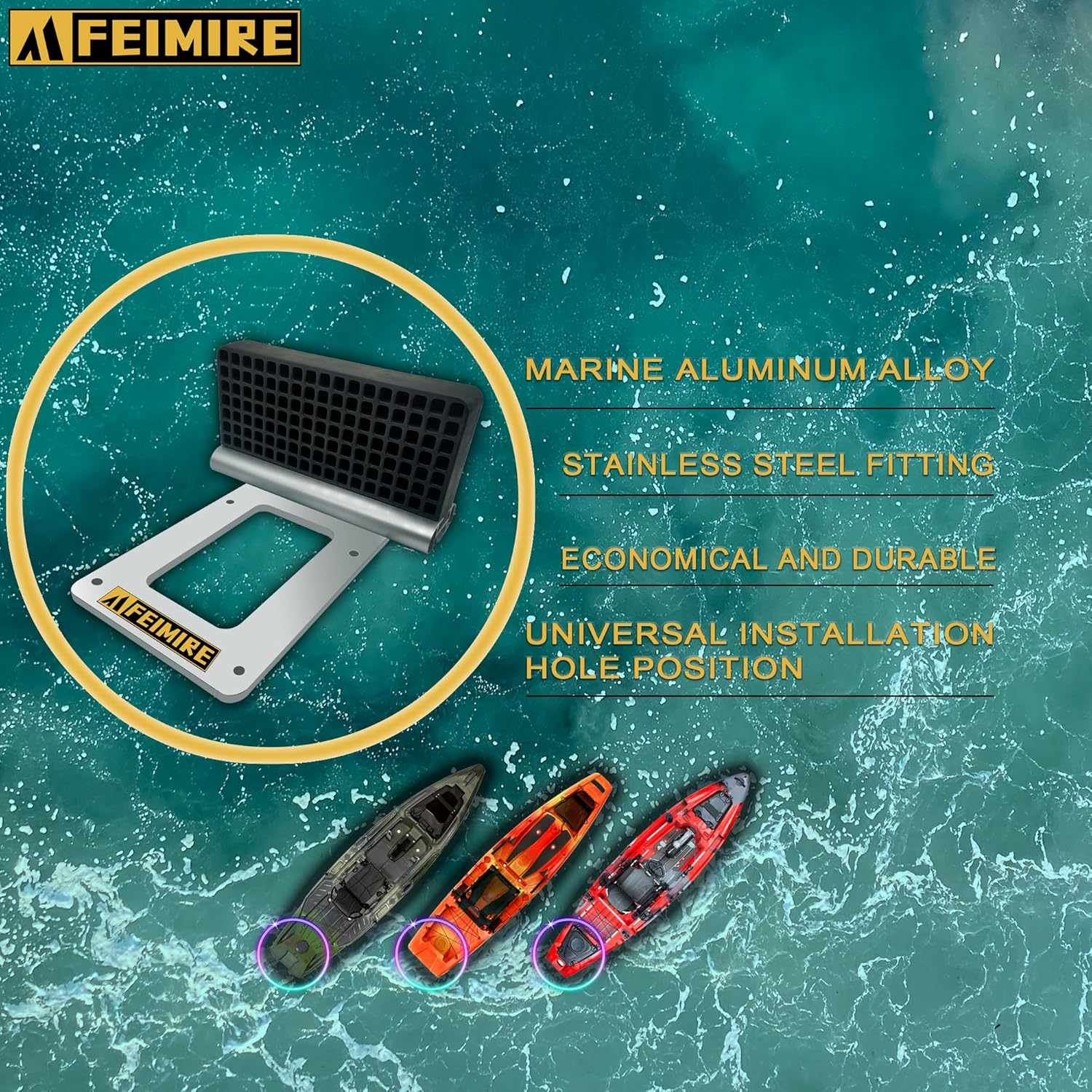 FEIMIRE Aluminium Universal Transom Trolling Motor Mount Bracket for Kayak, Canoe & Small Boat image number 2