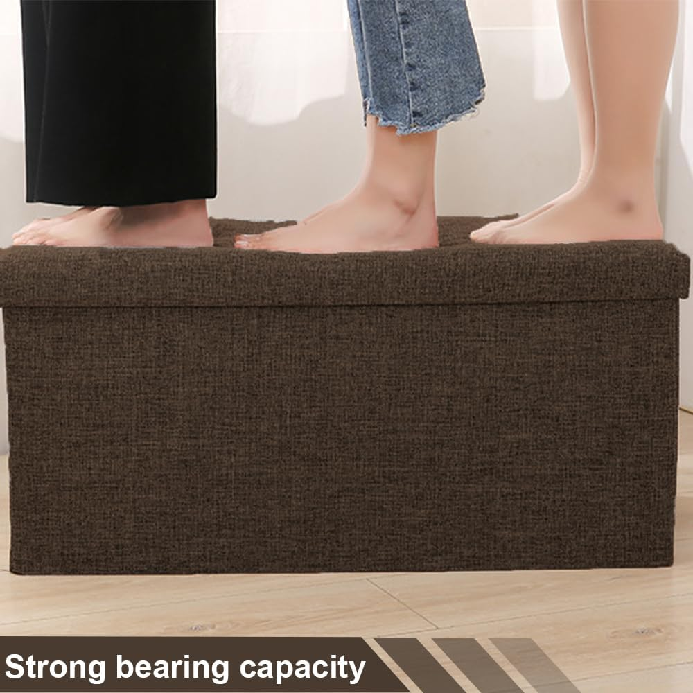 Folding Ottoman Storage, Storage Ottoman Bench, Multifunctional Sofa Stool, Chest with Lid, Folding Storage Ottoman Bench 115L Storage Space for Hallway, Bedroom, Space-Saving image number 3