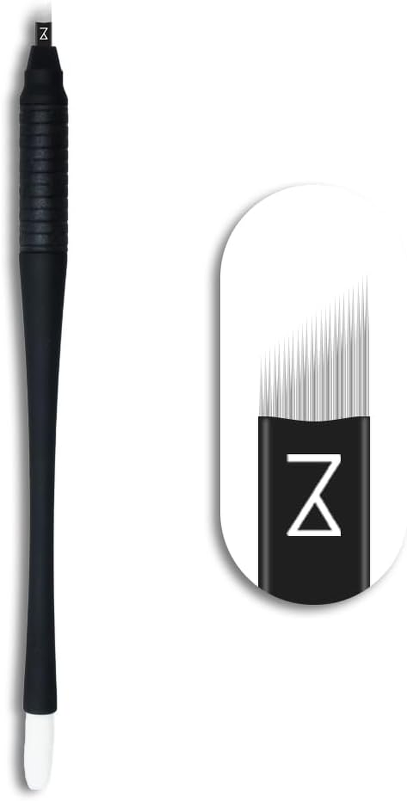 M PACK of 10 Mellie'S Signature Microblading Disposable Pen - Sterilized Blade - Comfortable Rubber Grip with Pigment Sponge (Black, C14 .18Mm) image number 4