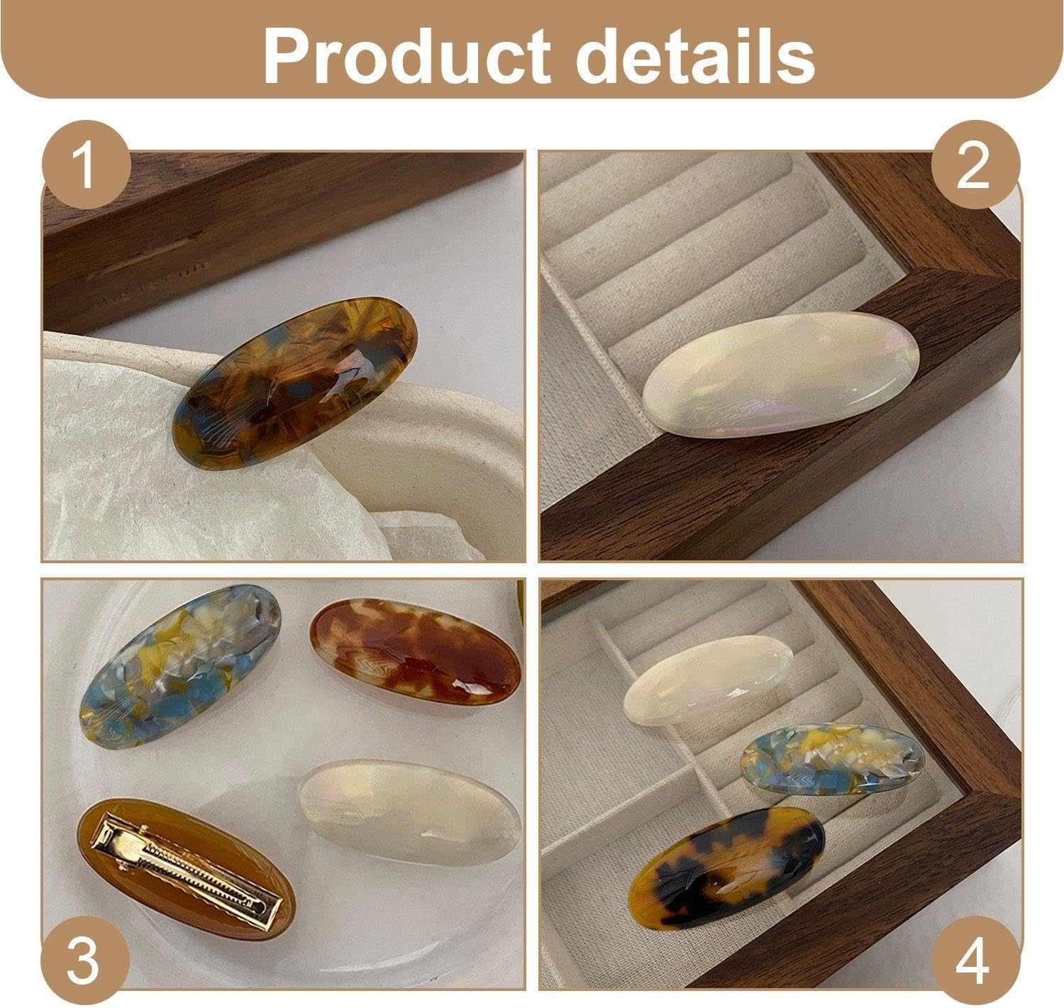 6 Pieces Hair Clips for Women, French Hair Clips for Women, Oval Hair Clips for Women, Fashion Decorative Hair Clips, Party Hair Clips for Girls image number 1