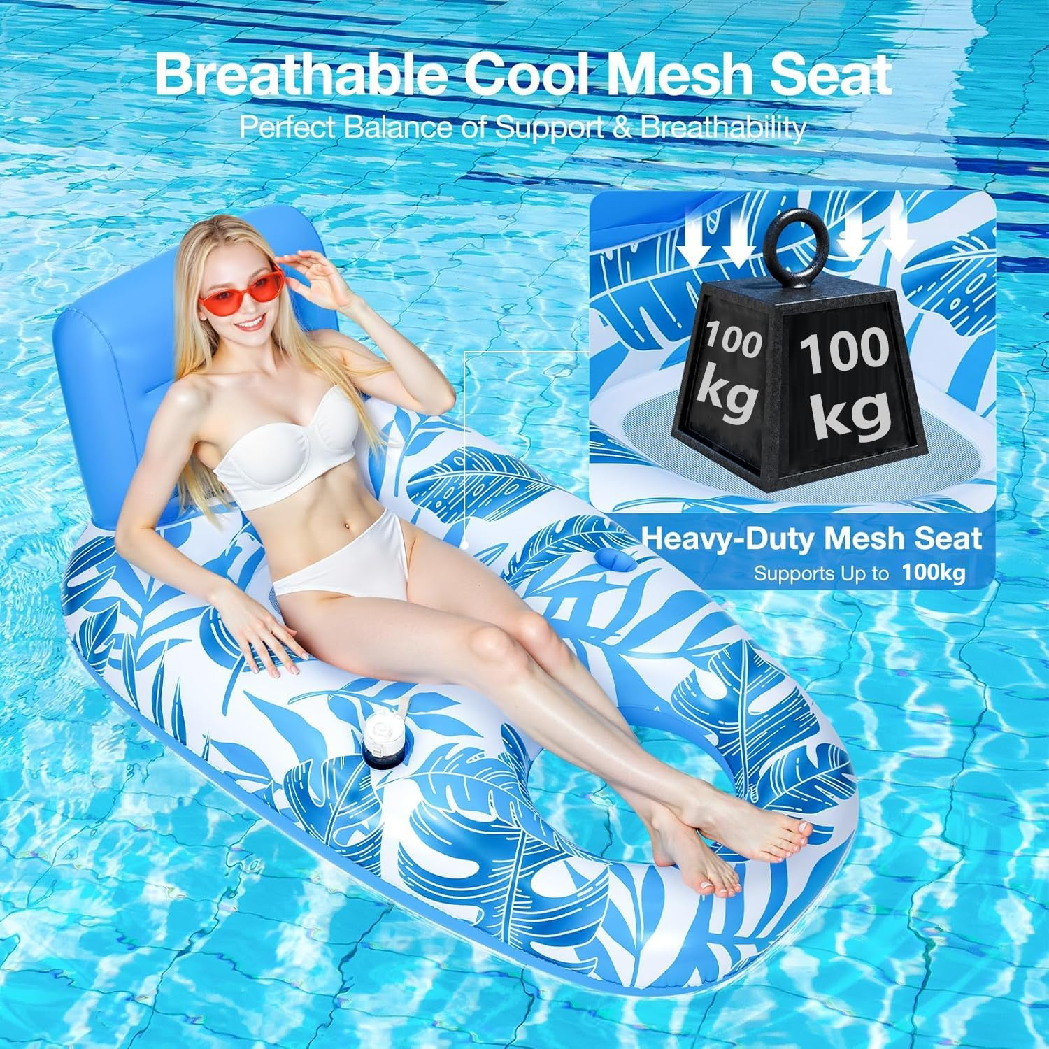 Pool Floats, Inflatable Swimming Pool Floats for Adults and Teenagers, Inflatable Lounger Pool Floats Raft,Suitable for Play in Safe Water Areas Such as Pools, Travel, Vacations, Beaches and Lakes image number 2