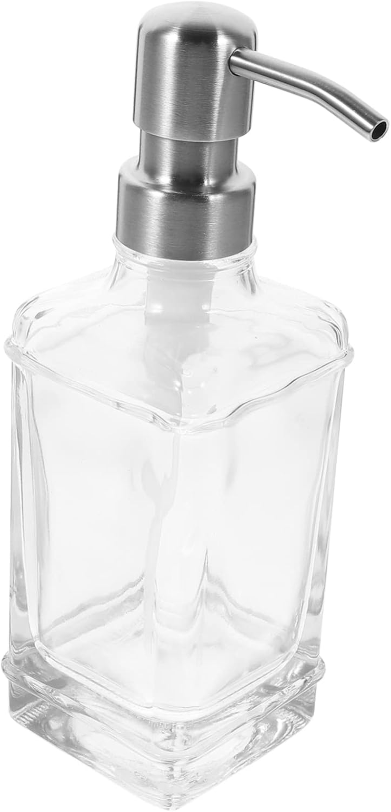 LIFKOME Stainless Steel Glass Liquid Soap Dispenser Pump Refillable Foaming Hand Wash Dispenser for Bathroom Kitchen image number 2