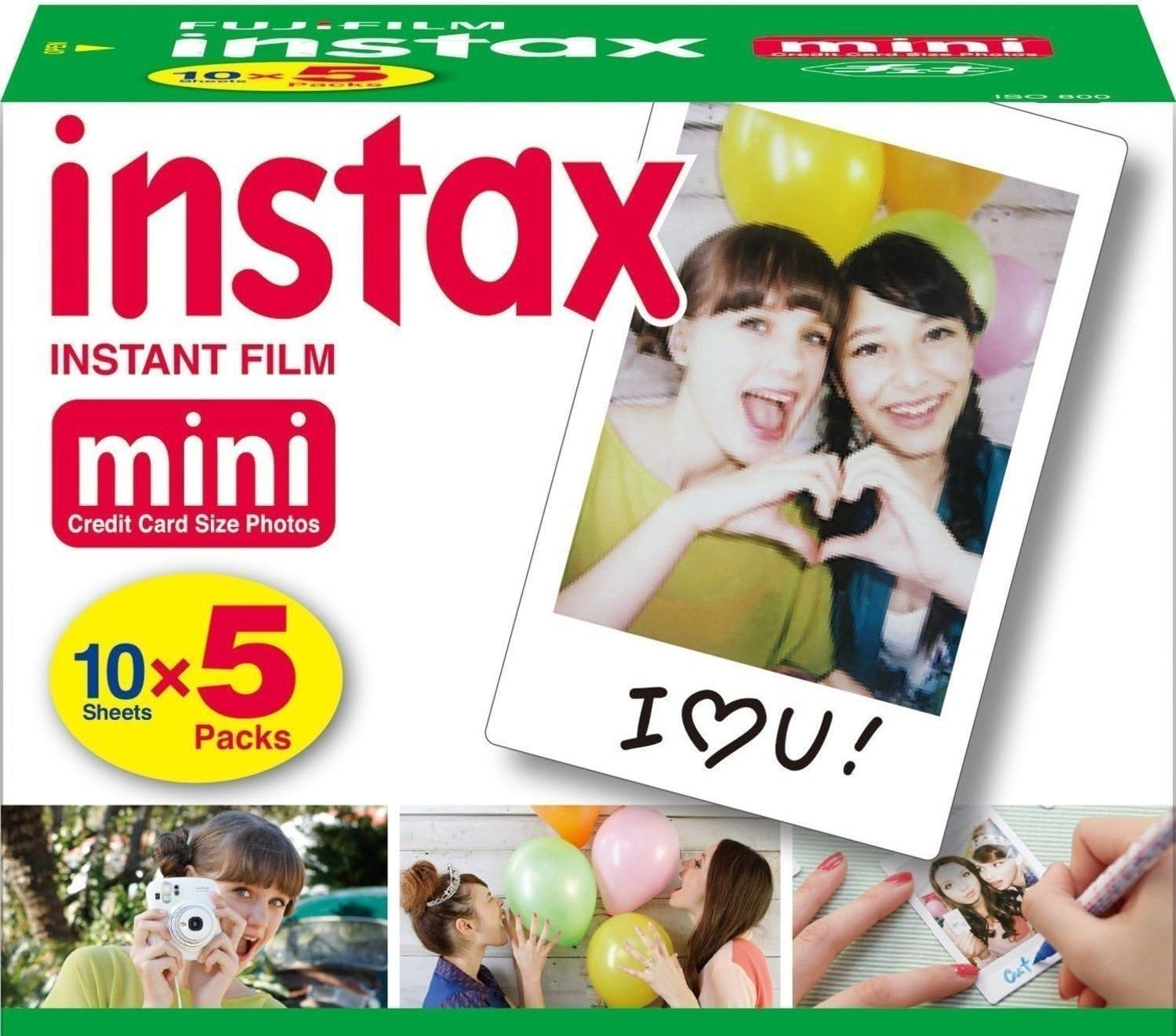 Fujifilm Instax Mini Instant Film, 10 Sheets X 5 Packs (Total 50 Shoots)