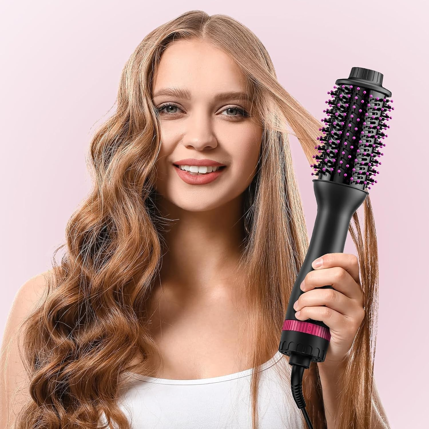 AU Plug Hair Dryer Brush, Mankami 4 in 1 Blow Dryer Brush One Step Hair Dryer and Styler Volumizer with 4 Speed Temp Settings, Hot Air Brush with Oval Barrel for All Hair Types image number 1
