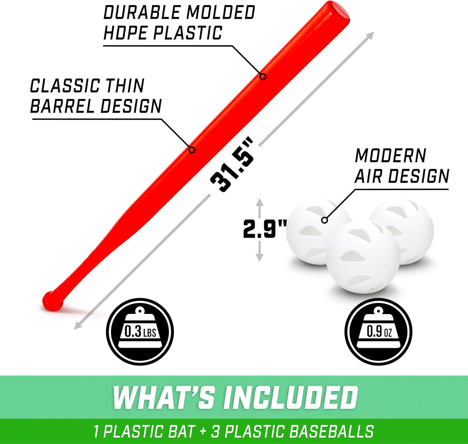 Gosports Lotball AIR Backyard Baseball Bat and Ball Set - Plastic Baseball Game for Kids image number 1