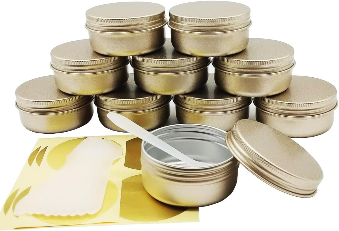 Wopanxye Aluminum Tin Cans, 6Pcs 100Ml/3Oz Metal round Storage Tin, 100Gram Makeup Sample Container, Empty Travel Tins for Candle, Salve, Cosmetics, Face Cream, Lip Gloss Balm, Paints, Tea, Matte-Gold