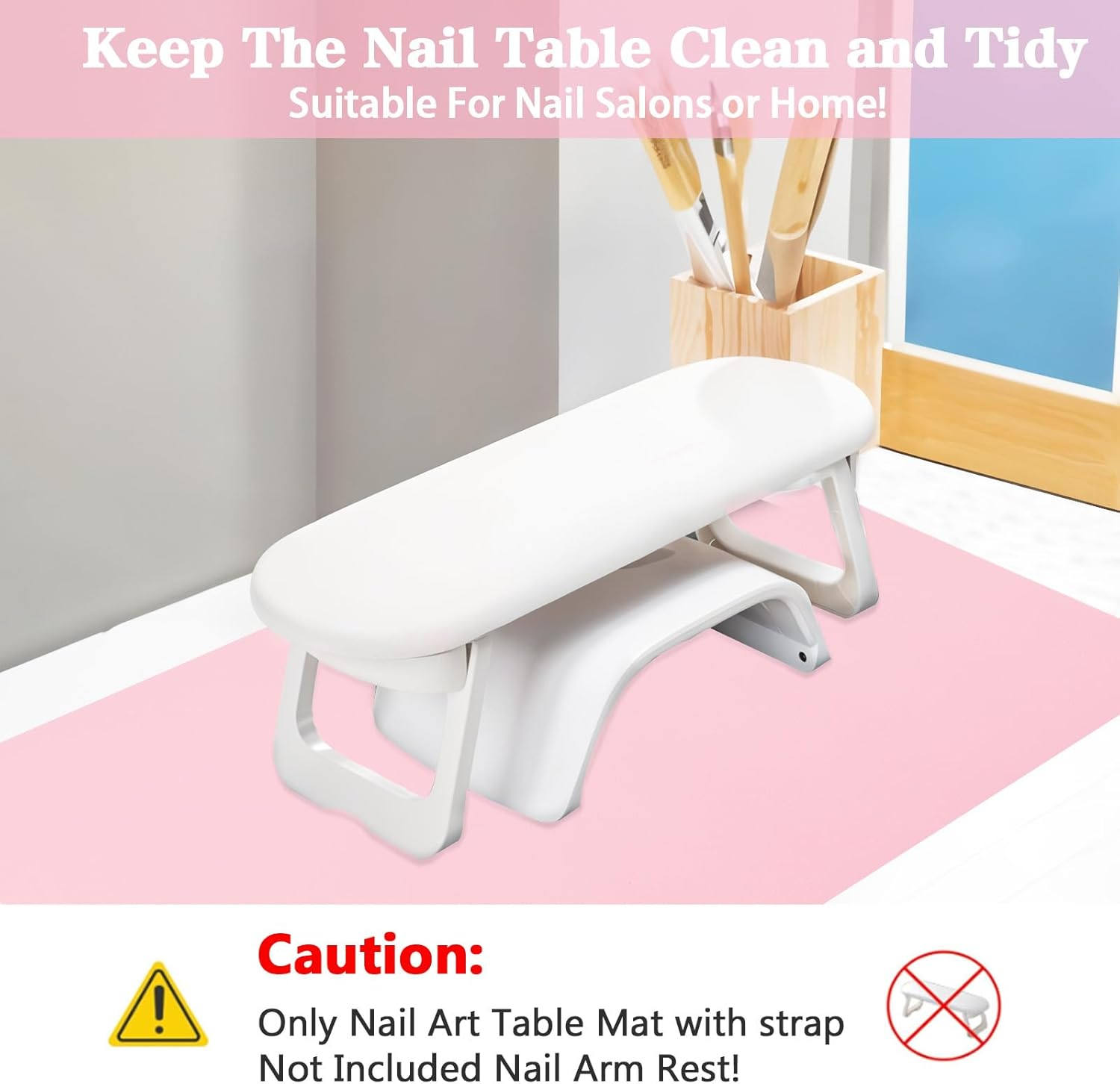 Nail Table Mat 60 X 30 Cm Pink Nail Art Arm Rest Hand Cushion Table Mat Non-Slip Soft PU Leather Waterproof Double-Sided Hand Rest Pad for Nail Studio Hand Rest Nail Design image number 4