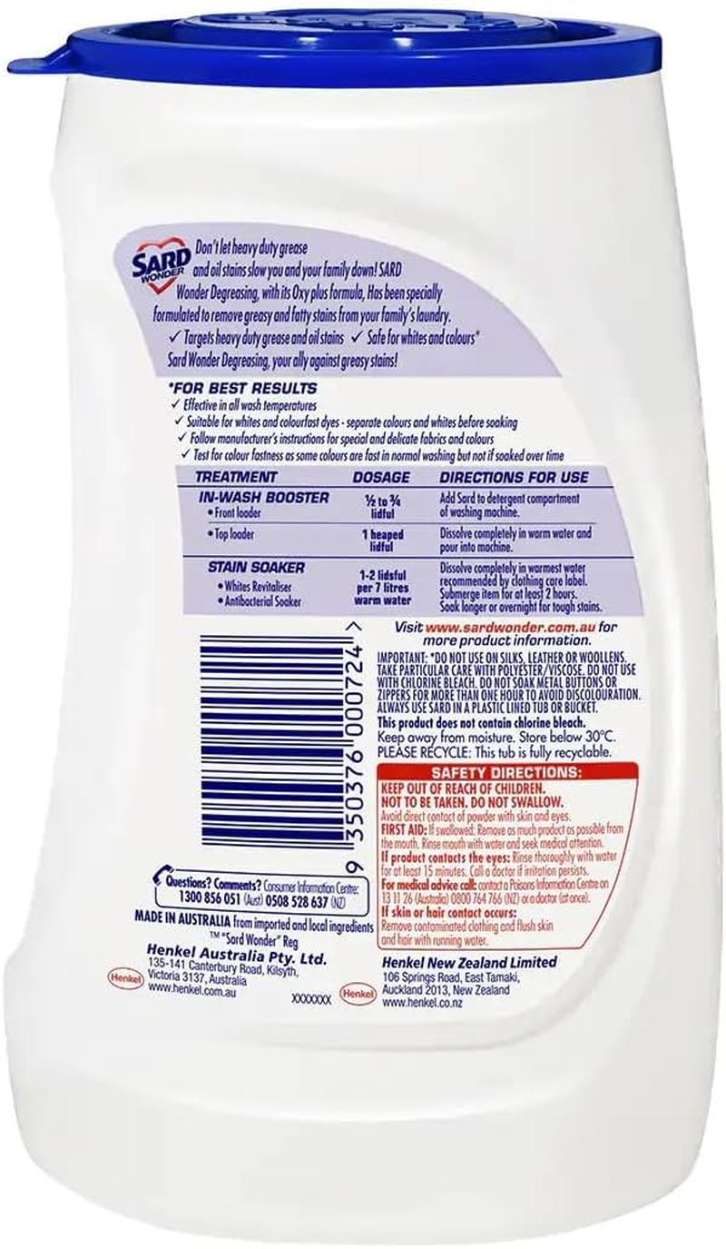 Sard Ultra Whitening Stain Remover Powder, in Wash Booster, Antibacterial Soaker, 1Kg (Pack of 2) image number 2