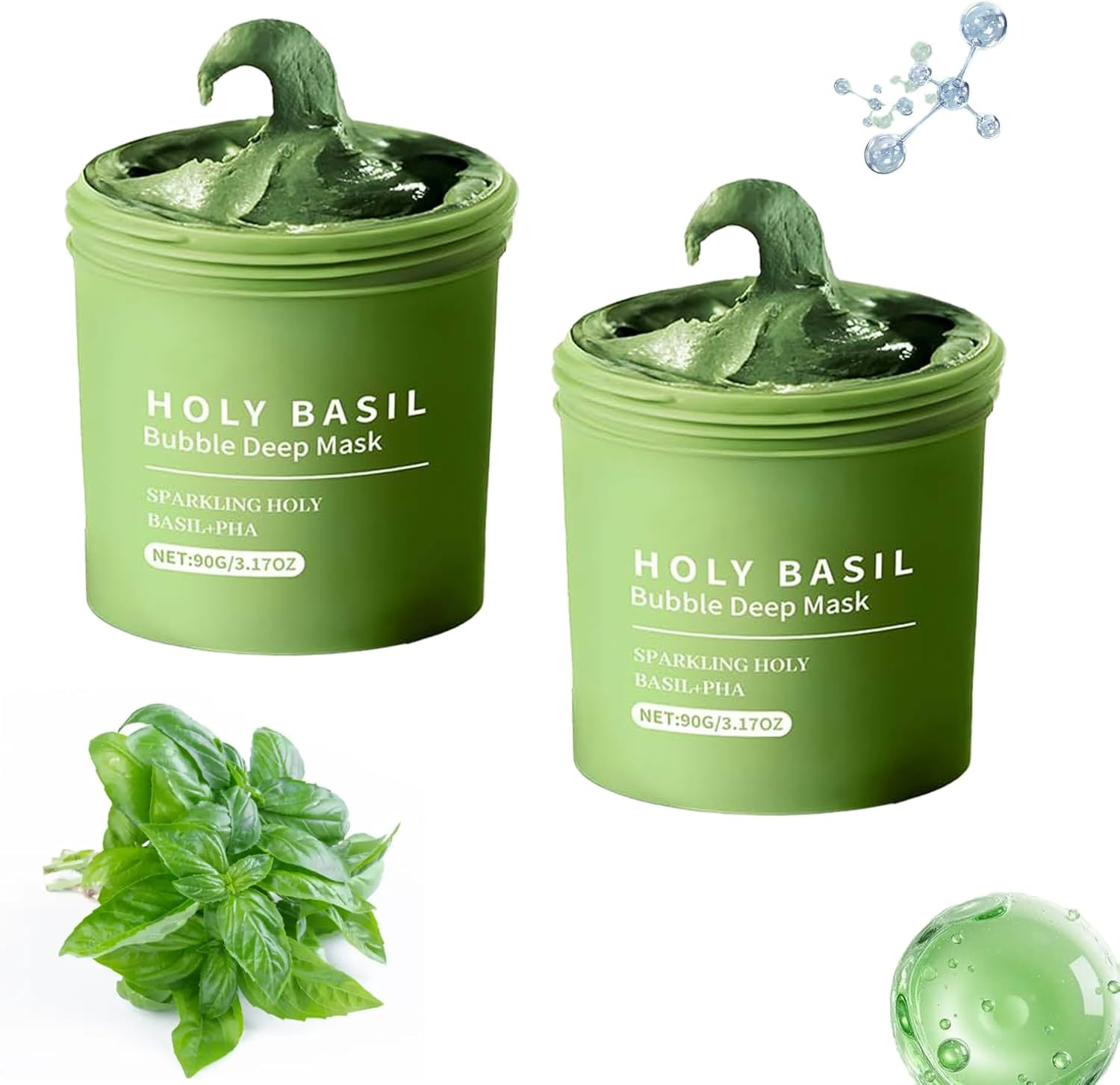 Holy Basil Bubble Deep Cleansing Facial Mask - Gentle Face Wash for Pores Blackhead Removal, Skin Purification & Pore Care, Sensitive Skin Safe, 3.17 Fl Oz image number 2