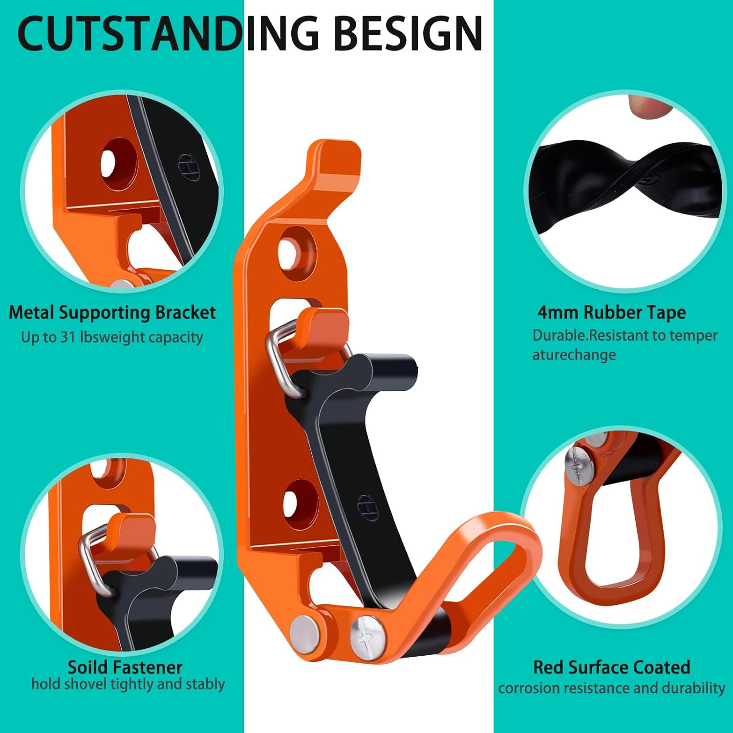 Drimzate Shovel Holder for Truck,2 Pcs Shovel Mount for Roof Truck,Metal Rubber Clamps for Roof Rack, Truck, Boats and Family Workshop Tools