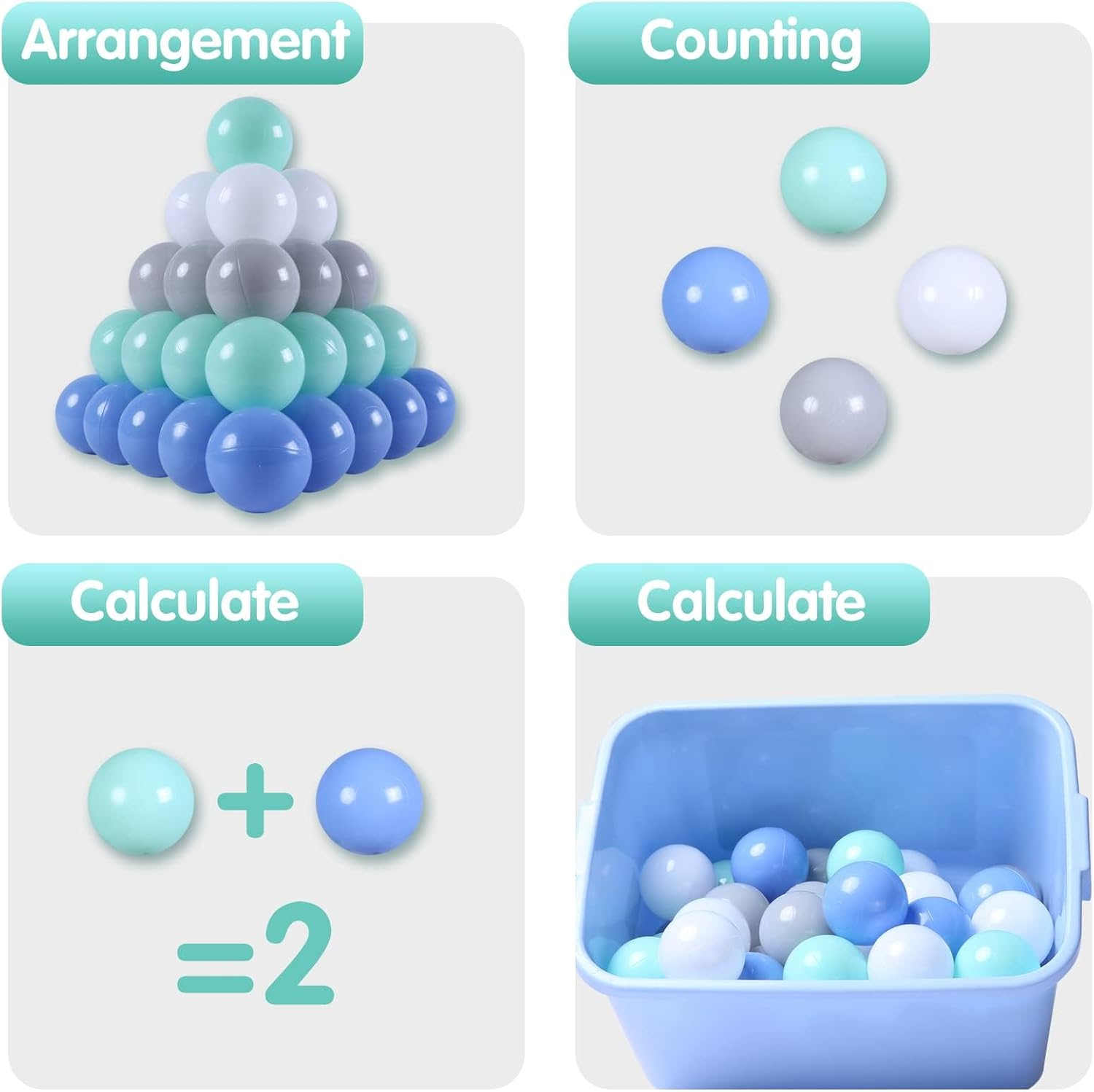 Playmaty Colorful Pit Balls 100 Pcs Phthalate Free BPA Free Plastic Ocean Balls Crush Proof Stress Balls for Kids Playhouse Ball Pool Pit Accessories 2.1 Inches image number 5