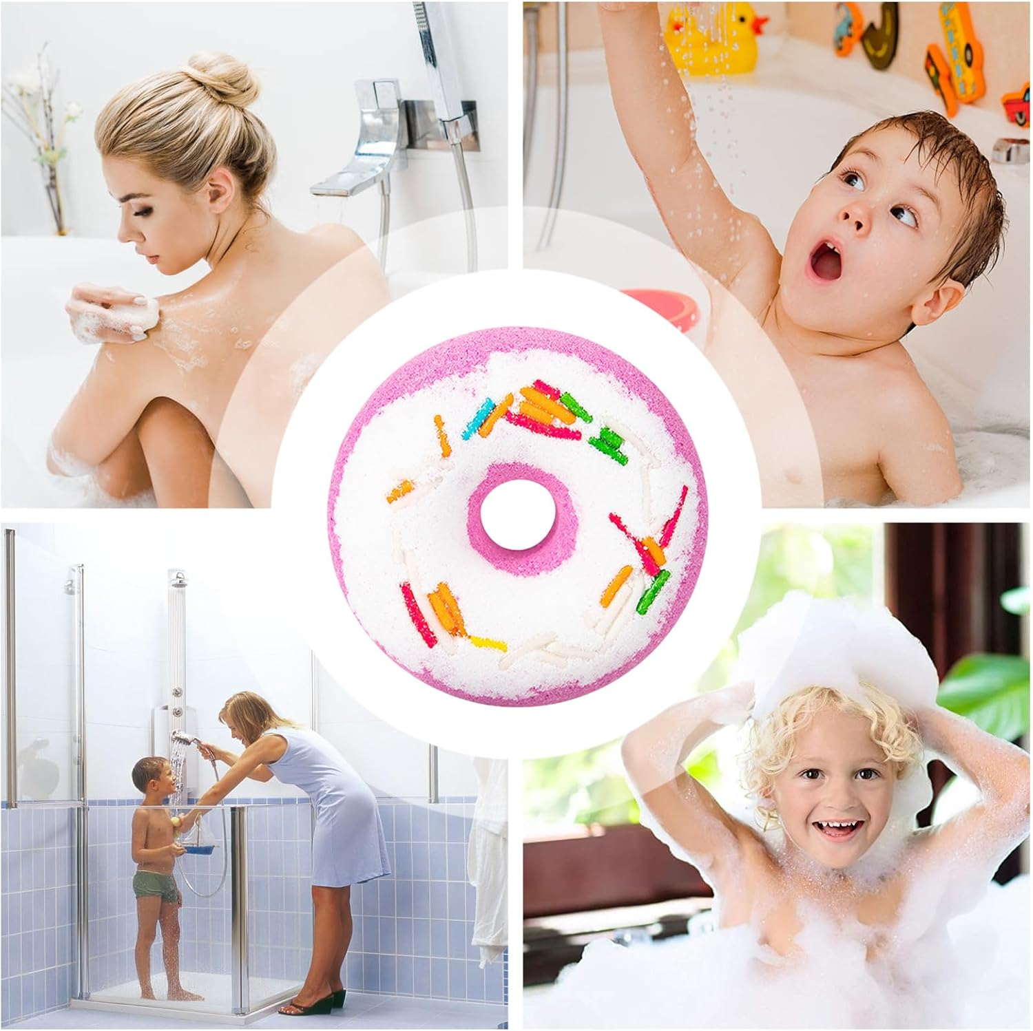 Shower Bombs for Women - Shower Steamers Aromatherapy | Care Shower Fizzies, Donut Design, Stocking Stuffer, Mothers Day Pouxa image number 3