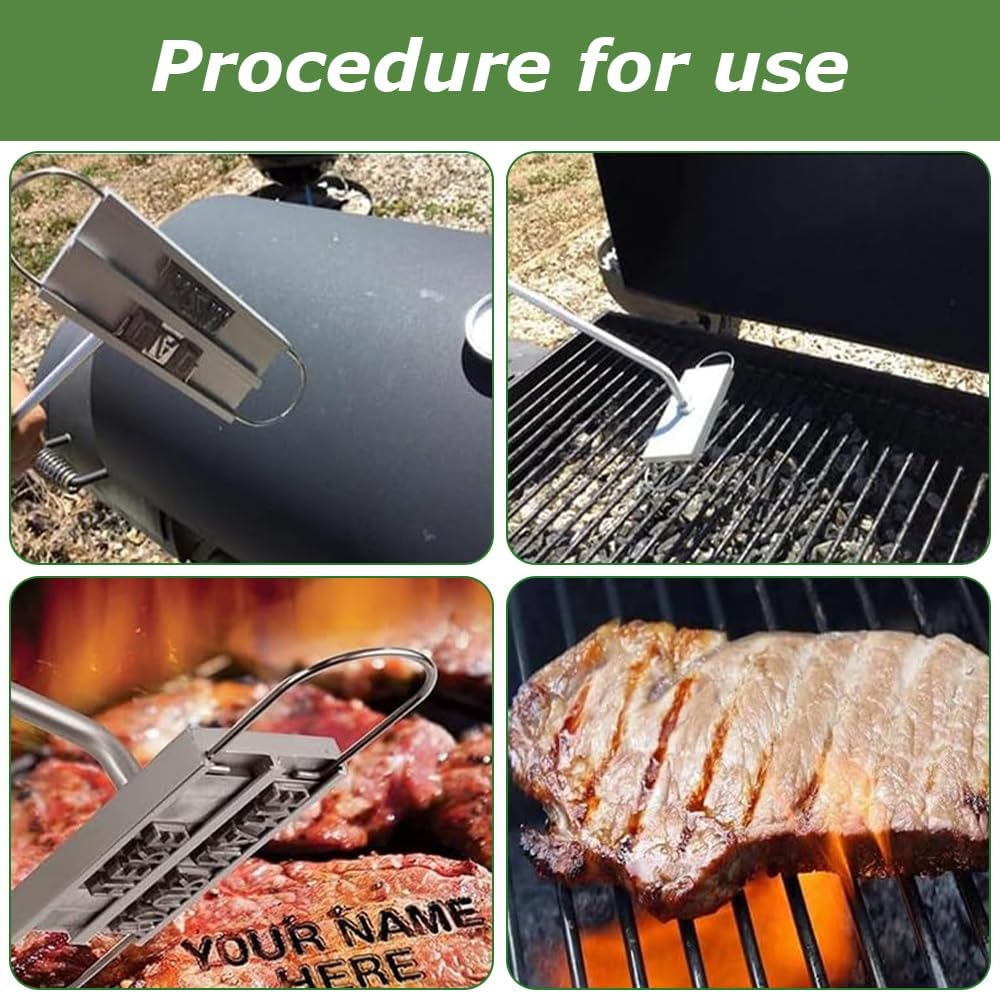 Grilling Iron with English Letters, Aluminum Alloy Steak Ferric, Long Handle Bake Tool, for Outdoor Grilling Steaks, Cakes, Home Gardening image number 2