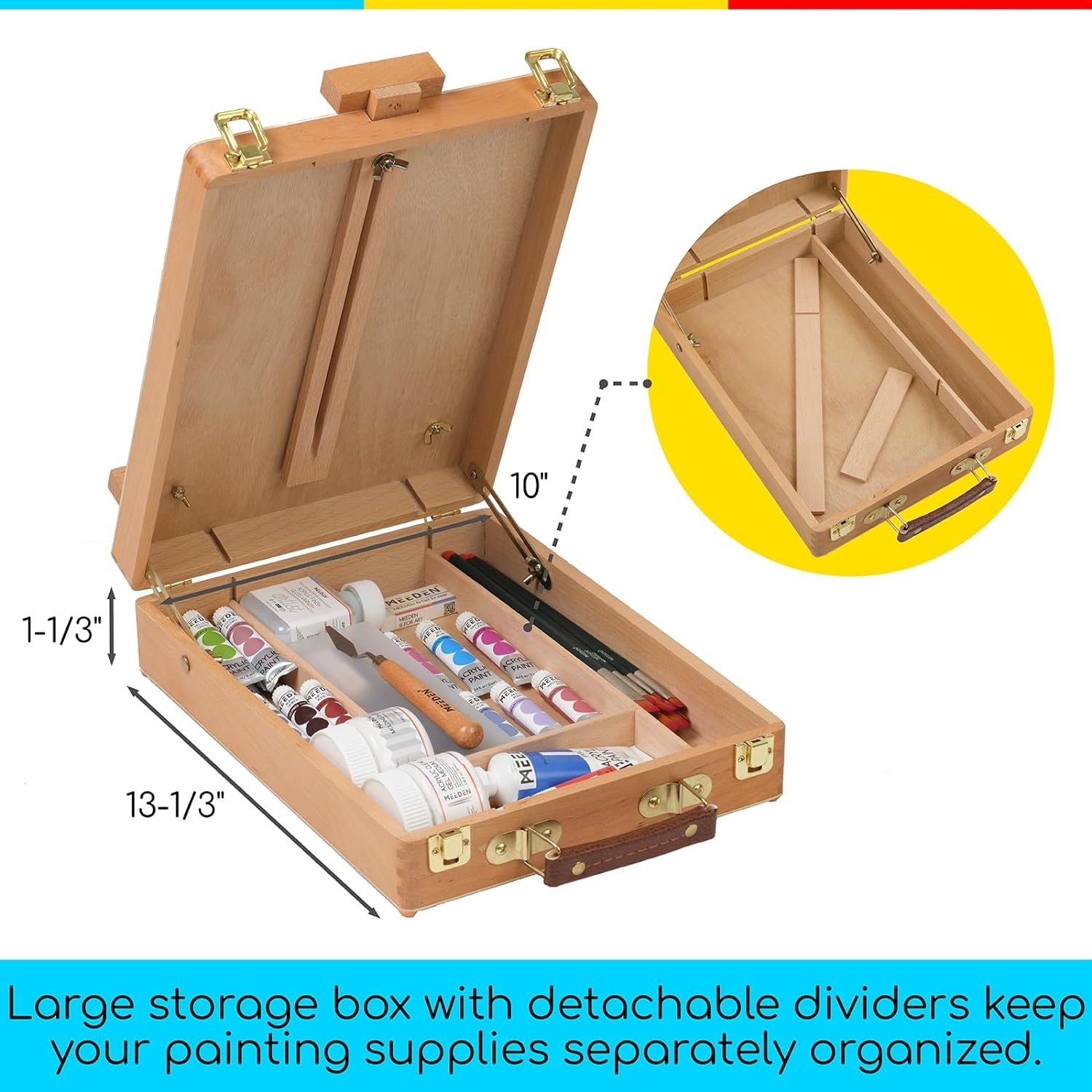 MEEDEN Studio Sketch Box Easel- Solid Beech Wood Universal Design Adjustable Tabletop Sketchbox Easel with Storage Box for Plein Air Artist, Art Students & Beginners image number 1