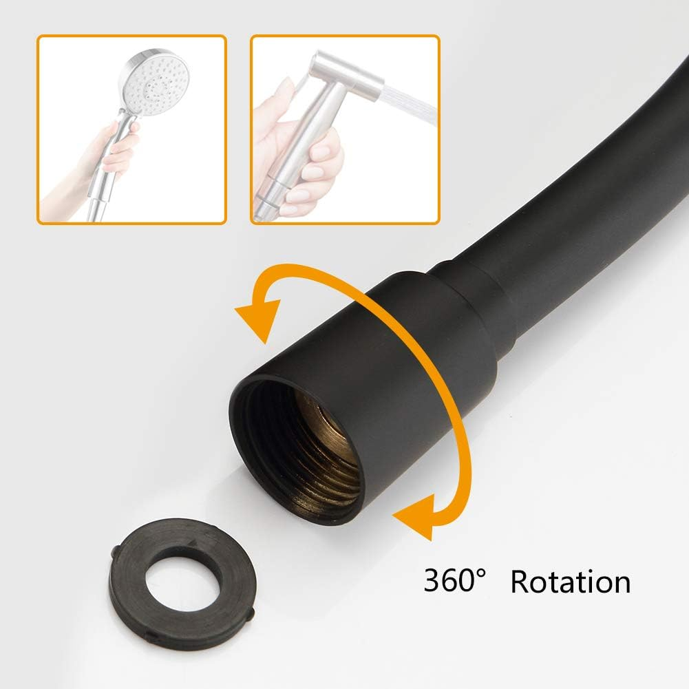 GRIFEMA G852B-18 PVC Smooth Black Universal Shower Hose 1.8M, Replacement Shower Pipe with Brass Connections, Flexible Anti-Twist image number 4