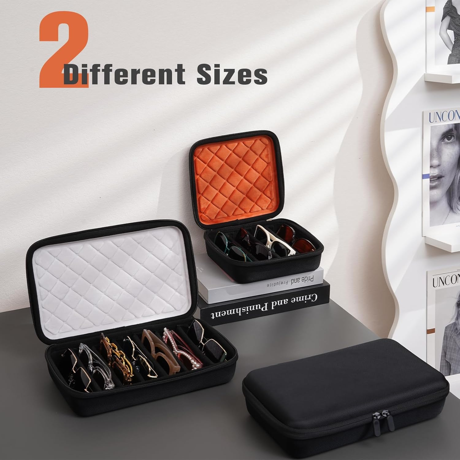 Procase Hard Shell Travel Sunglasses Organizer, Portable Muliple Glasses Case for Traveling with Adjustable Dividers, Eyeglasses Storage Box for Trip Men Women image number 3