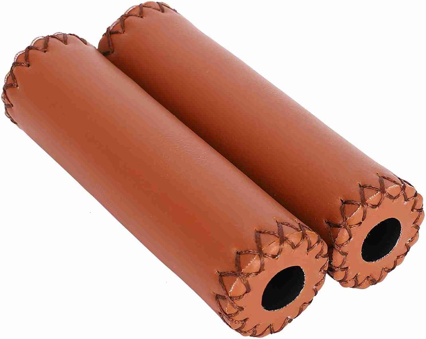 Handlebar Grips Three Color Retro Leather Bike Cover Grip for Uphill Riding - Brown image number 6