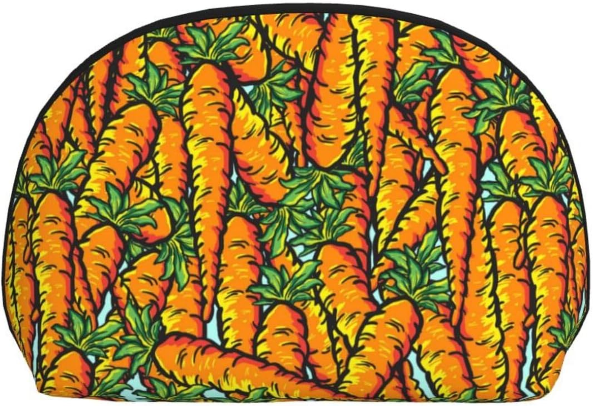 Cozimangoe Coin Pouch Makeup Bags Set, 2 Piece Shell Shape Cosmetic Bag with Pockets for Daily Travel Handbag Lipstick Keys Toiletry, Personalized Carrots image number 2