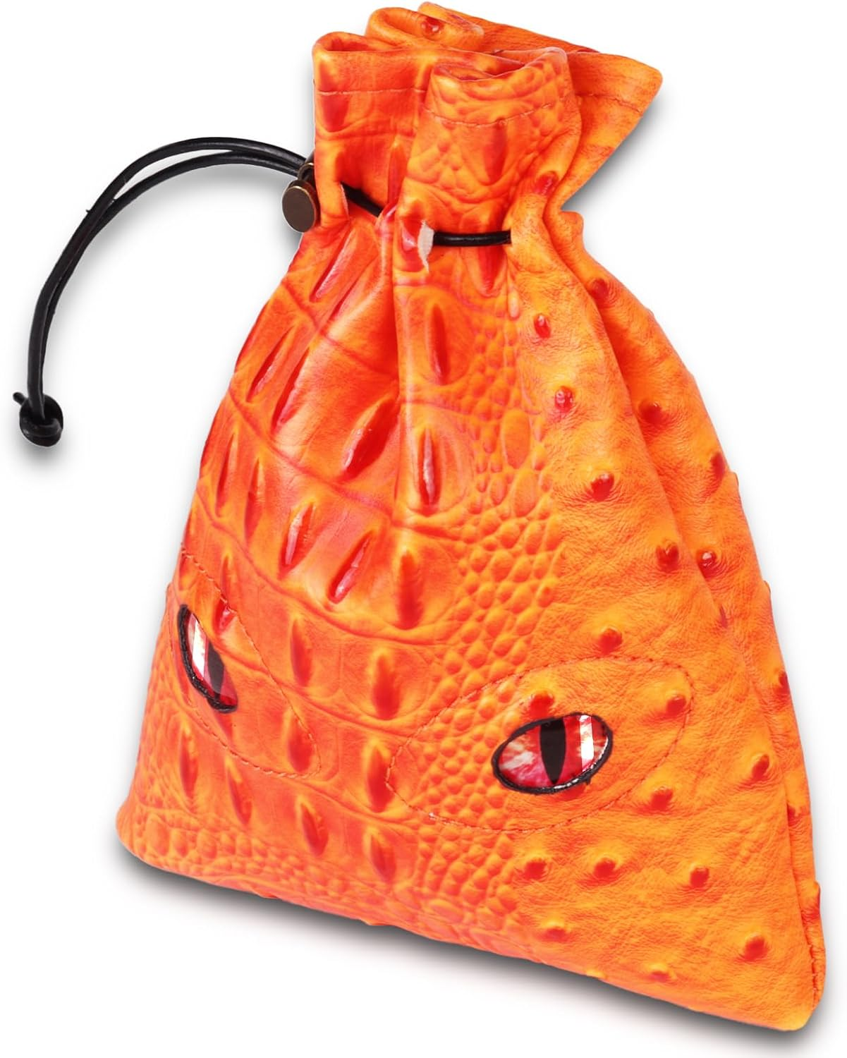 Large DND Dice Bag, Black DND Dice Bag Can Hold 6 DND Dice Sets, Fire Dragon Leather Coin Bag, Glows Green Light in Eyes, Suitable for DND Board Games, Fantasy RPG Game Accessories, Dice Not Included image number 2