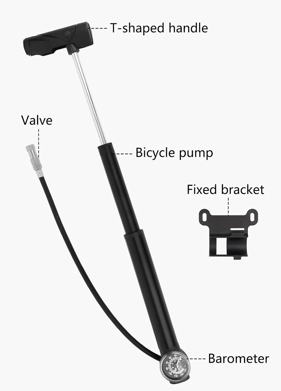 2 in 1 Portable Bicycle Tire Pump Shock Pump 160PSI 11Bar Bike Air Pump with Pressure Gauge Black image number 4