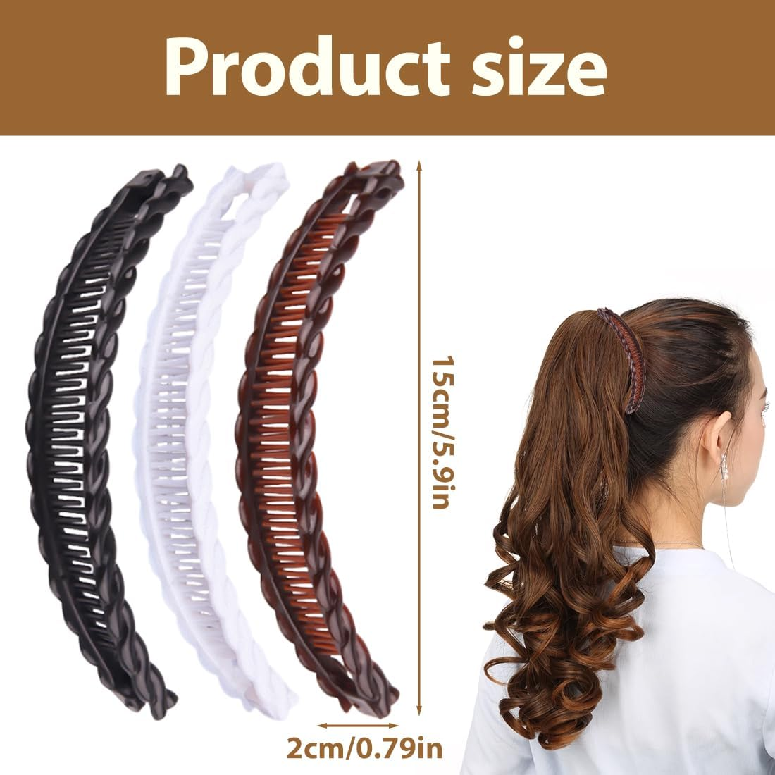 ARHZ Pack of 6 Twisted Comb, Wave Comb, Additional Shaping Function, Wave Pair Comb, Hair Comb Hair Plate, Hair Fork, Hair Accessories (Black + White + Cury) image number 3