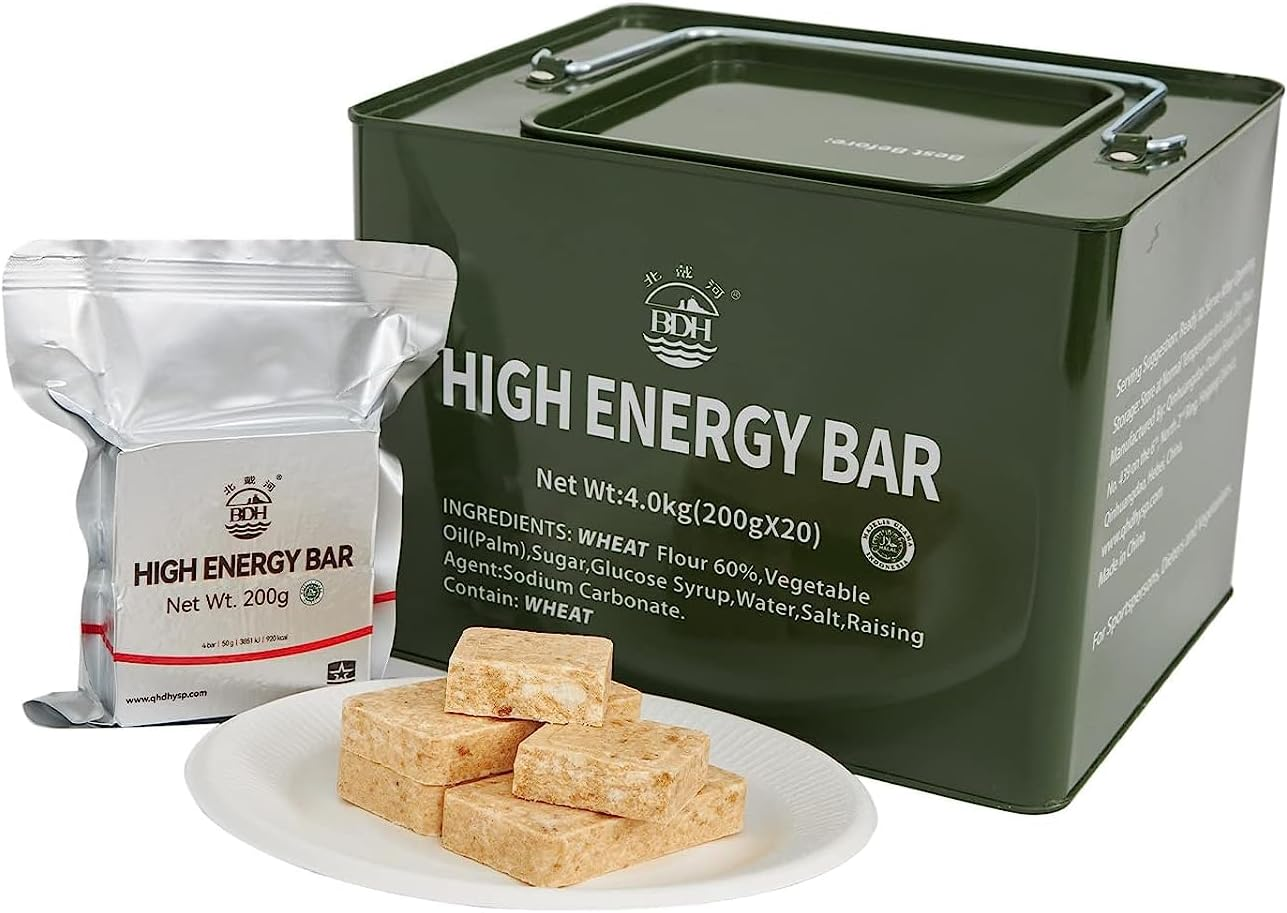 Emergency Food Ration Bars, Survival Food with Tin Box, Long Self Life Survival Tabs Supply for Outdoor Camping Emergency Snowstorm Earthquake Disaster Preparedness Kit image number 2