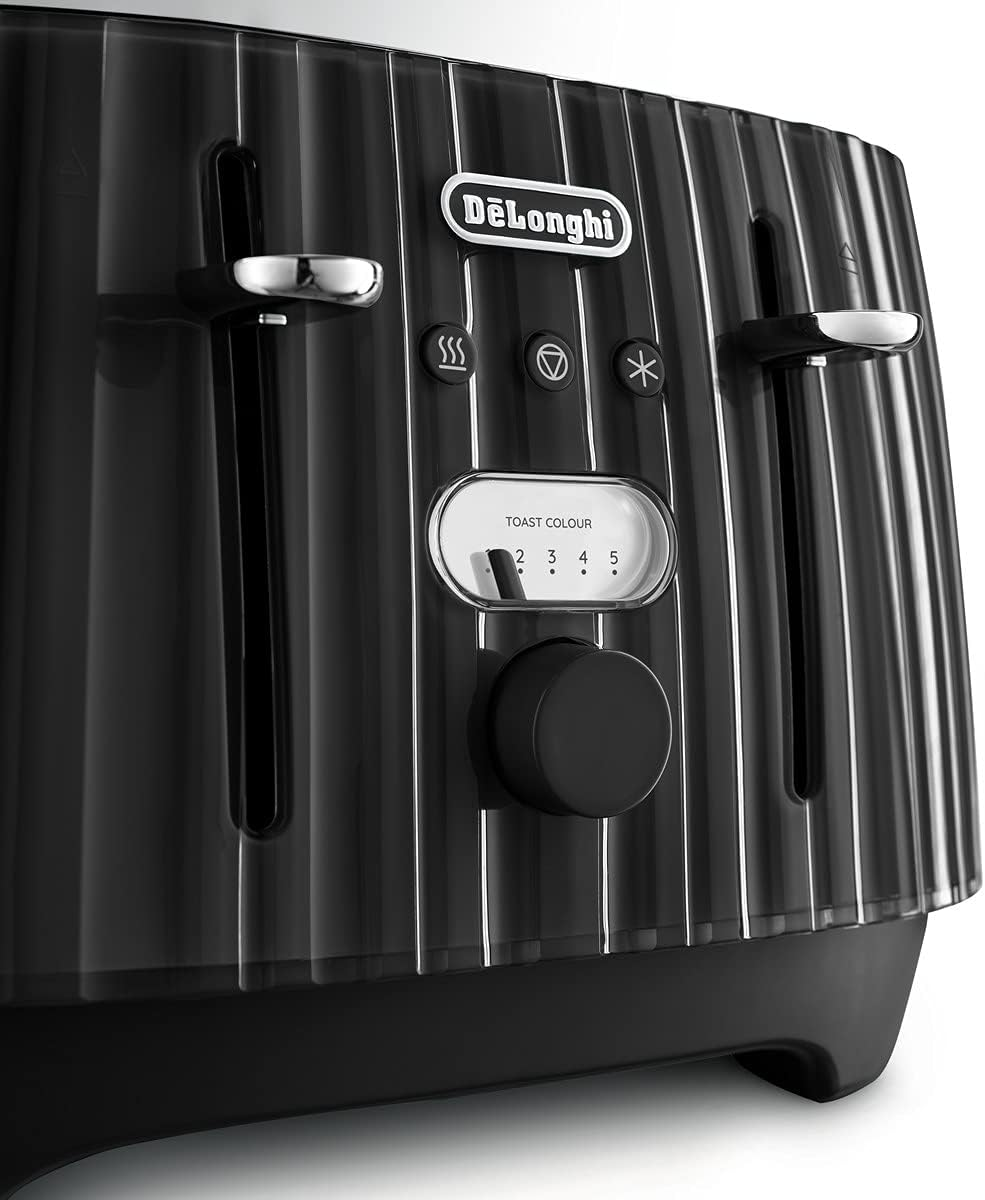 De'Longhi Ballerina Toaster, 4 Slot Toaster, Reheat, 5 Browning Settings, Defrost and Cancel Functions, Pull Crumb Tray, CTD4003.BK, 1800W, Black image number 2