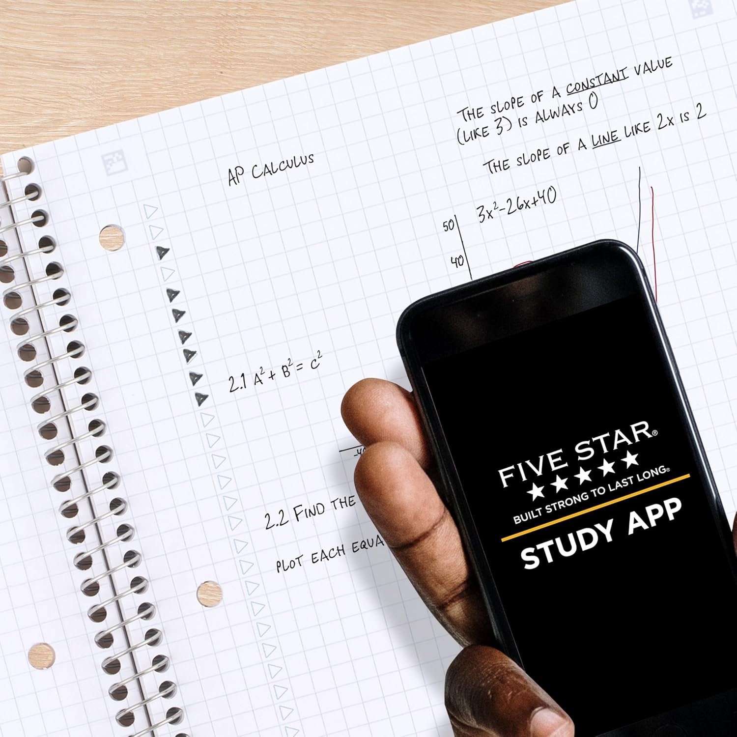 Five Star Spiral Notebook, 1 Subject, Graph Ruled Paper, Fights Ink Bleed, Water Resistant Cover, 8-1/2" X 11", 100 Sheets, Black (73679) image number 4