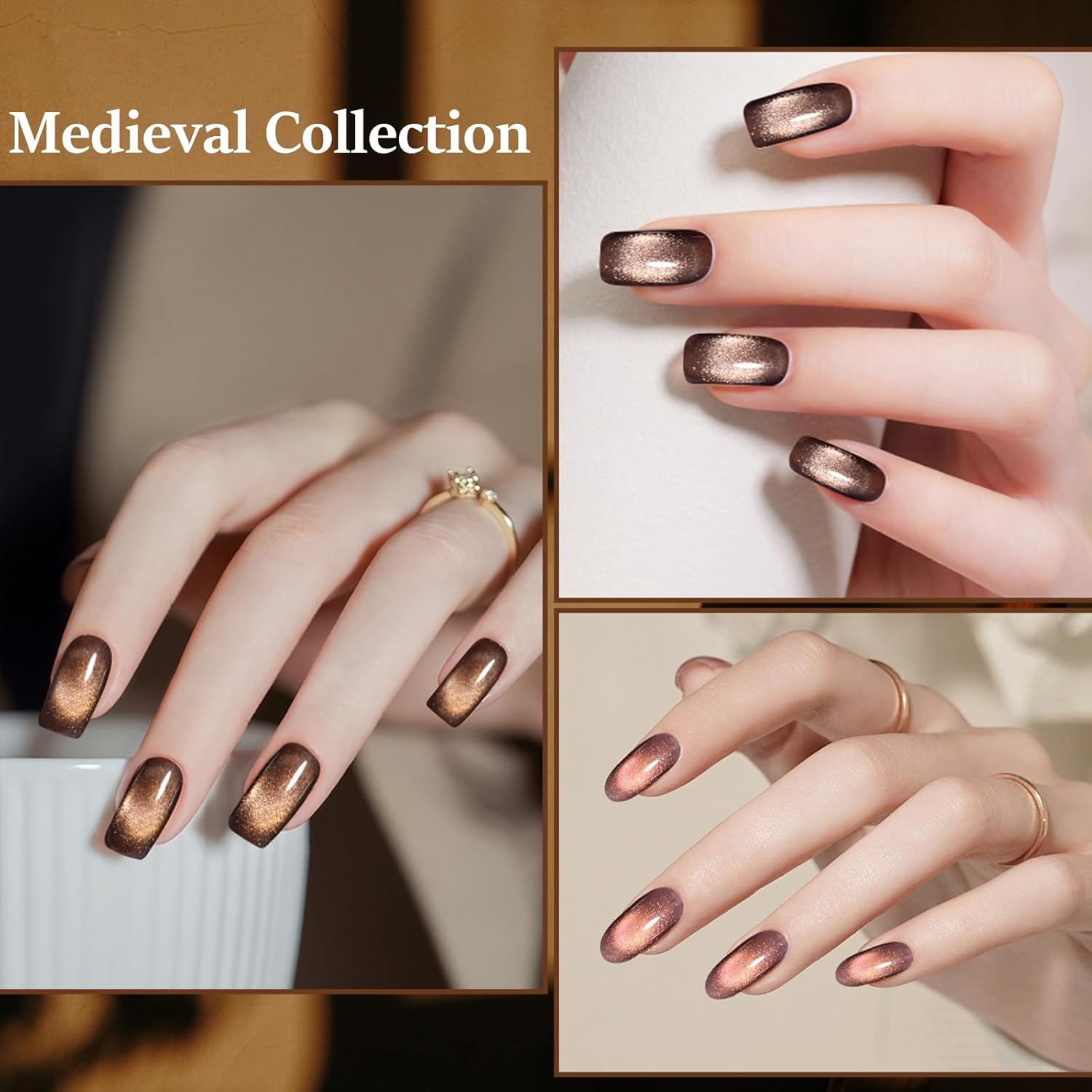 ADHERE Medieval Collection - 12Ml Dark Blue Cat Eye Gel Nail Polish 1Pc Holographic Magnetic Gel Polish, Soak Off, for Manicure Salon DIY at Home (Moon Phase) - Earl Grey image number 3