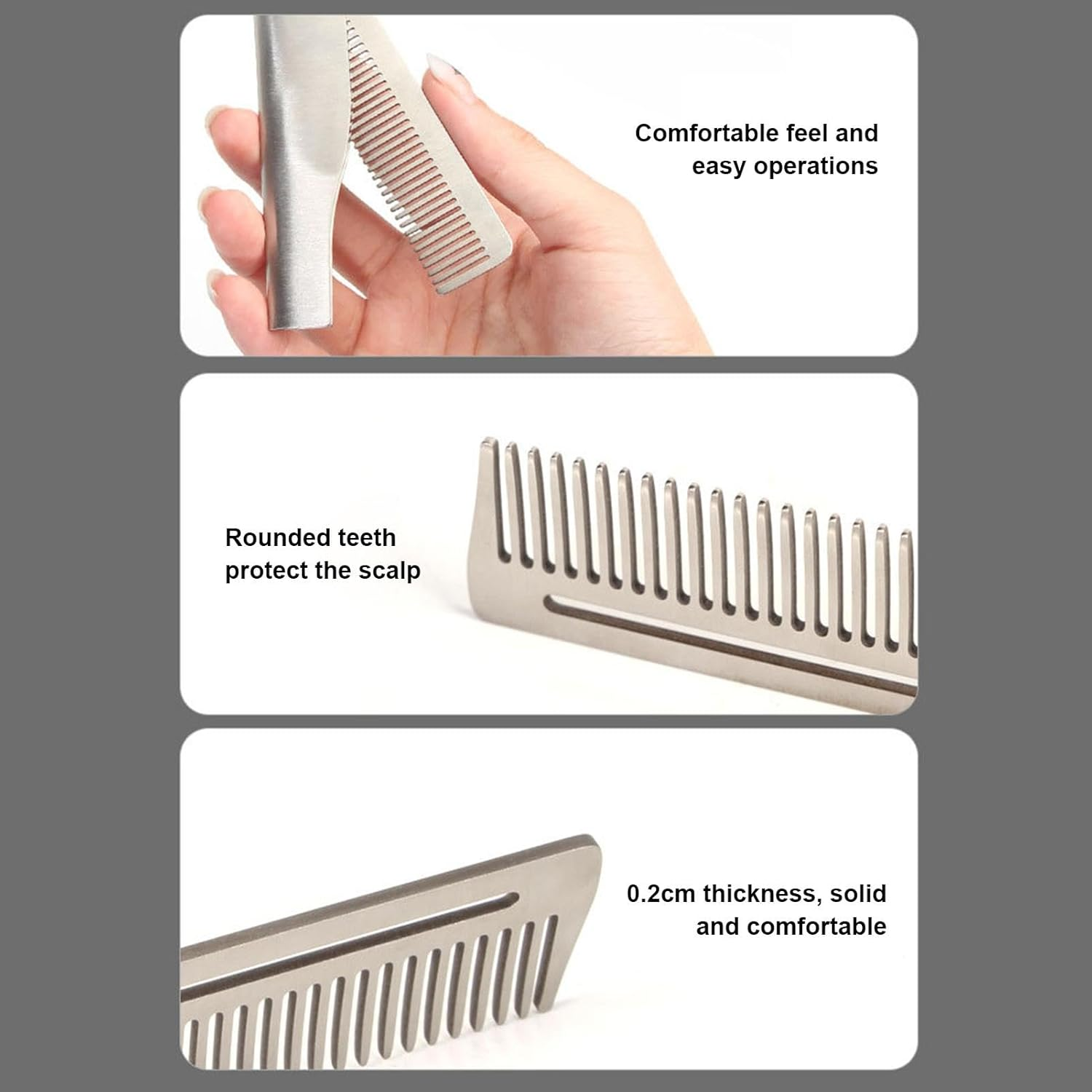 Lyanny Folding Comb for Men, Portable Stainless Steel Comb, Pocket Hairbrush for Men, Hair Straightener for Everyday Grooming Styling, Beard or Mustache image number 5