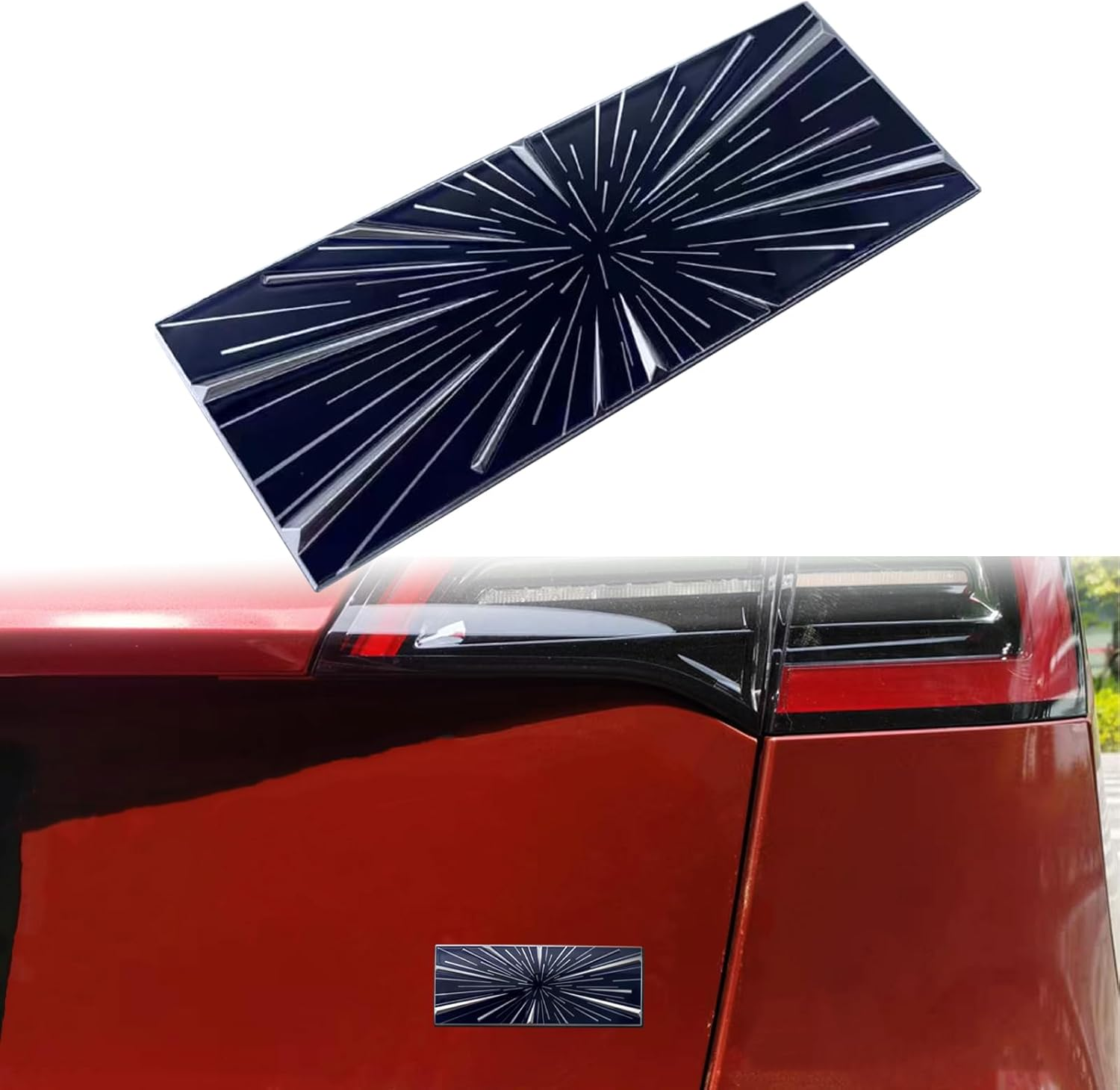 YHCDSEA Model 3 Y Dual Motor Badge Emblem Sticker Plaid Decor Compatible for Tesla Model 3 Y X S Accessories (Matt Black-Black Line) - A-Ludicrous image number 4