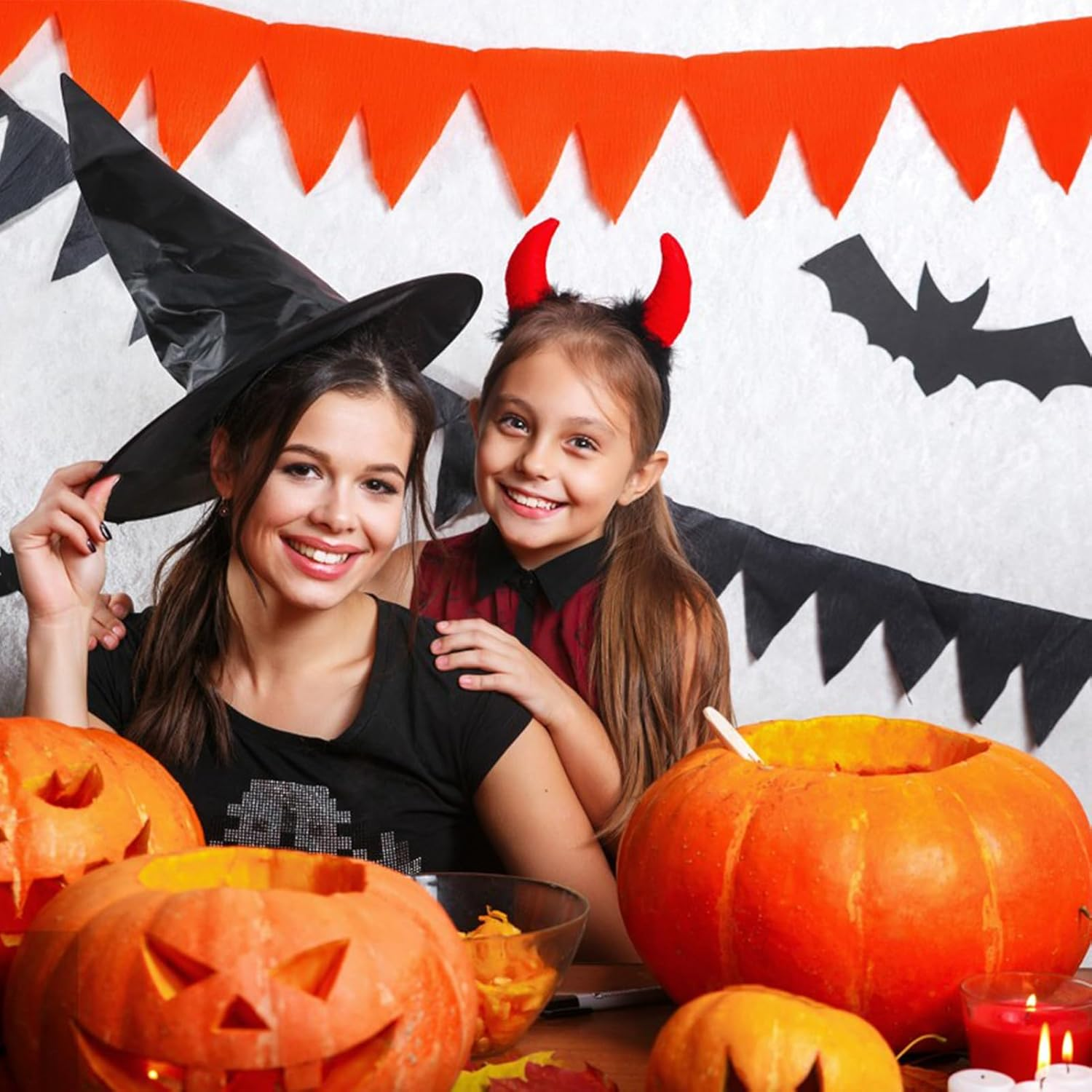 2Pcs Halloween Hooded Cloak Witches Hat Adult, 140Cm Halloween Black Hooded Cape Halloween Witch Hat Grim Reaper Cape Pointed Wizard Hat for Men Women Halloween Witch Vampires Costume Cosplay Party image number 6