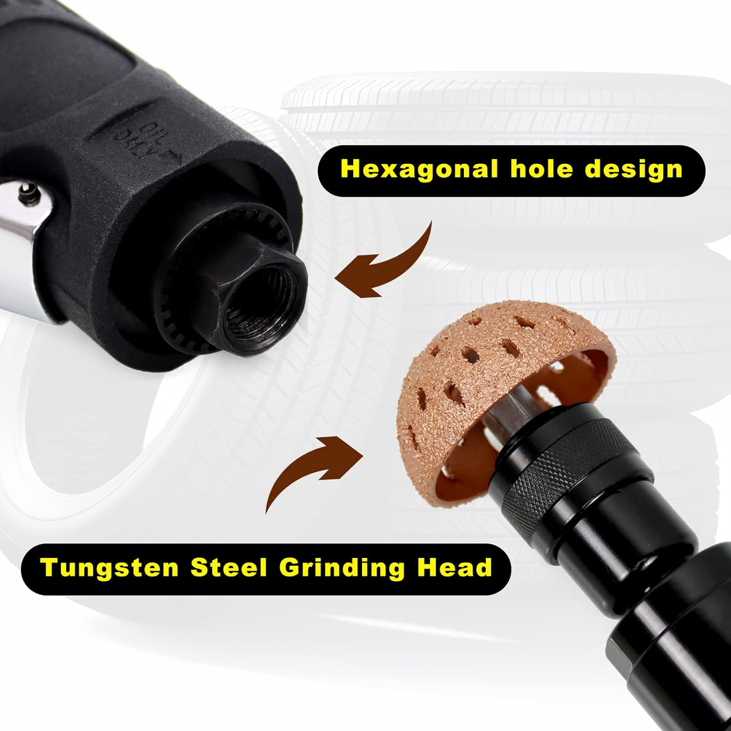 RYANSTAR Racing Tire Repair Set Includes 2500Rpm Low Speed Air Tire Buffer Tire Patch Roller Tire Inner Liner Scrapper 3Pcs Tungsten Steel Buffing Wheel 42Mm 55Mm - No Tire Roller image number 6