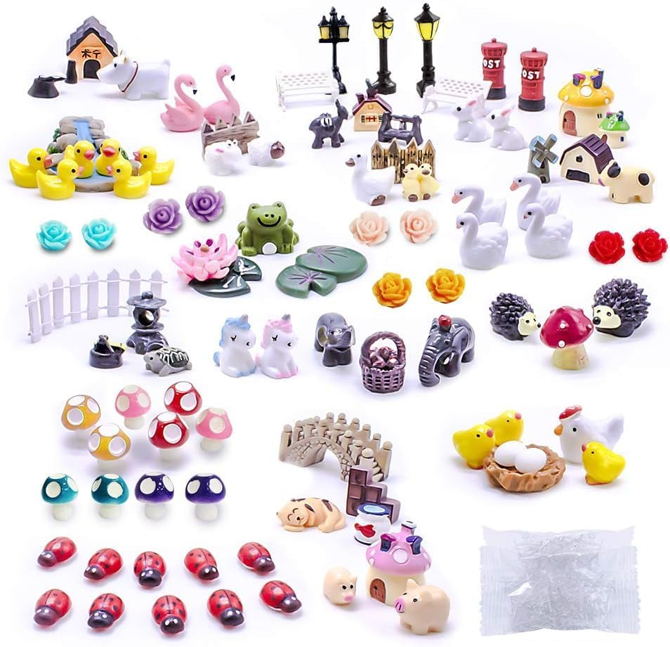 Selected 100 Pcs Fairy Garden Accessories, Mini Resin Animals, Miniature Figurines, Micro Landscape Ornaments Kit, Garden DIY Animals, Environmental Resin, Forest Encounters image number 4