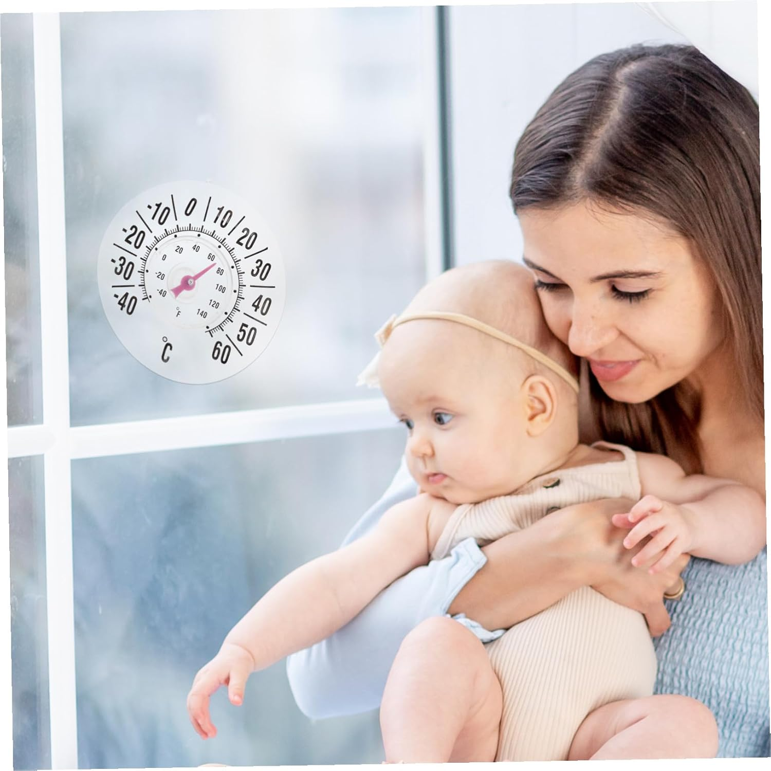 Precise Window Thermometer with Display and Suction Cup Reliable Indoor Outdoor Temperature Gauge for Home Greenhouse Easy to Read and Stick Surfaces