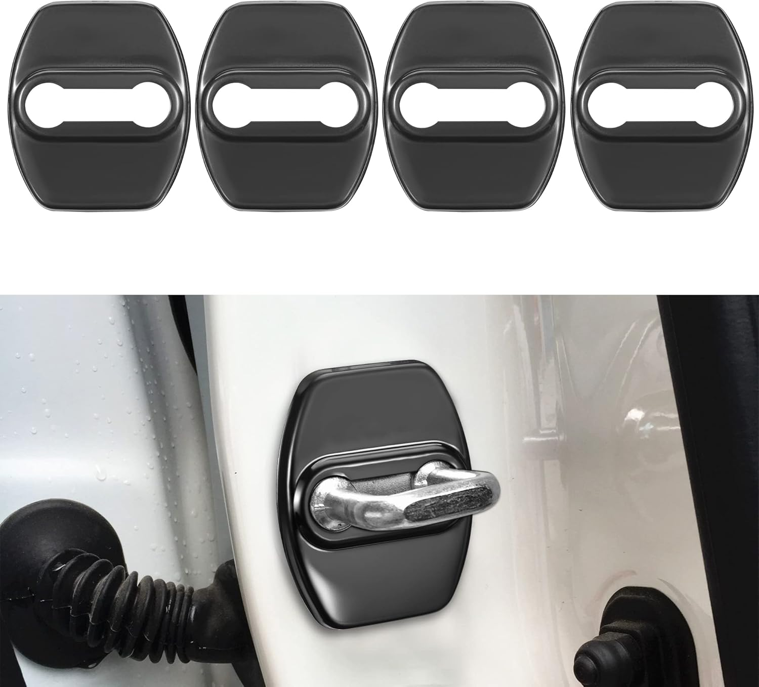 TOMALL 4Pcs Car Door Lock Latches Cover Protector Compatible with Kia Stinger Sorento Soul Gt-Line GT2 GT1 Optima Forte K5 Accessories Stainless Steel Car Door Lock Trim Decorations (Carbon Fiber)