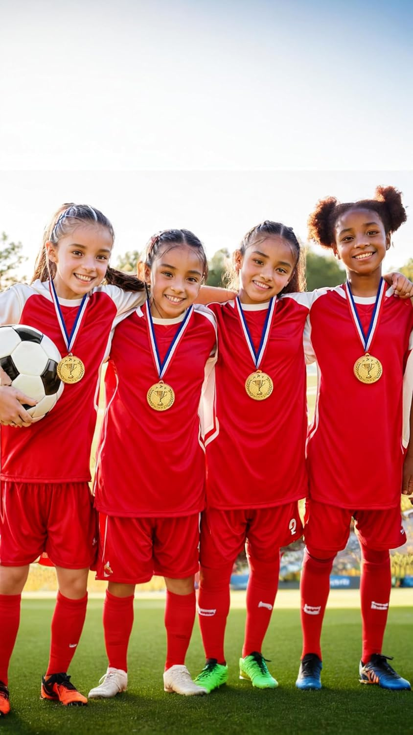 Honwor 18-Pack Gold Olympic Medals - for Sports Awards, Comitions, Birthdays | Kids & Adult Champions | Soccer, Gymnastics Trophies image number 3