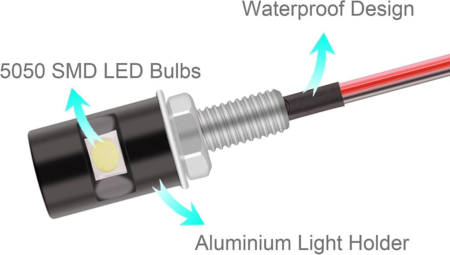 Kinstecks 4PCS License Plate Light 5050 SMD LED Bulb Screw Bolt LED Waterproof Number Plate Light for Car Motorcycle Motorbike Truck RV Atv-Cool White image number 3