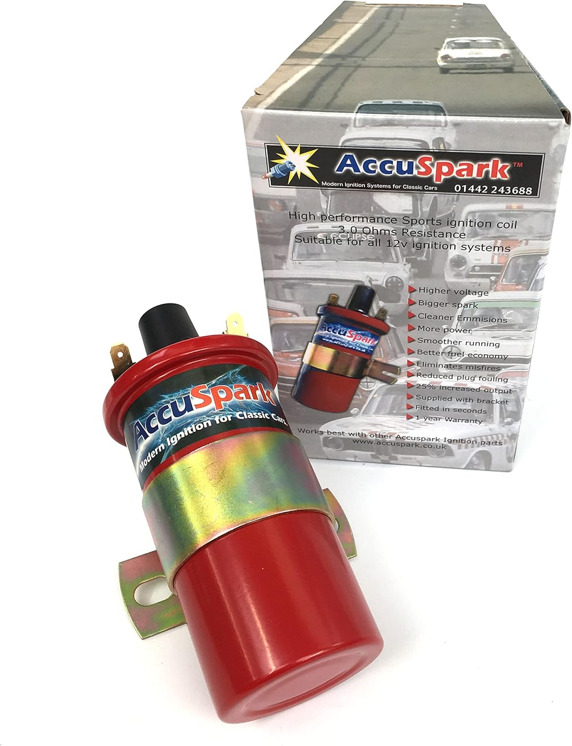 Accuspark Red Replaces Lucas DLB105, 12V Non-Ballast 3 Ohm Sports Ignition Coil image number 3