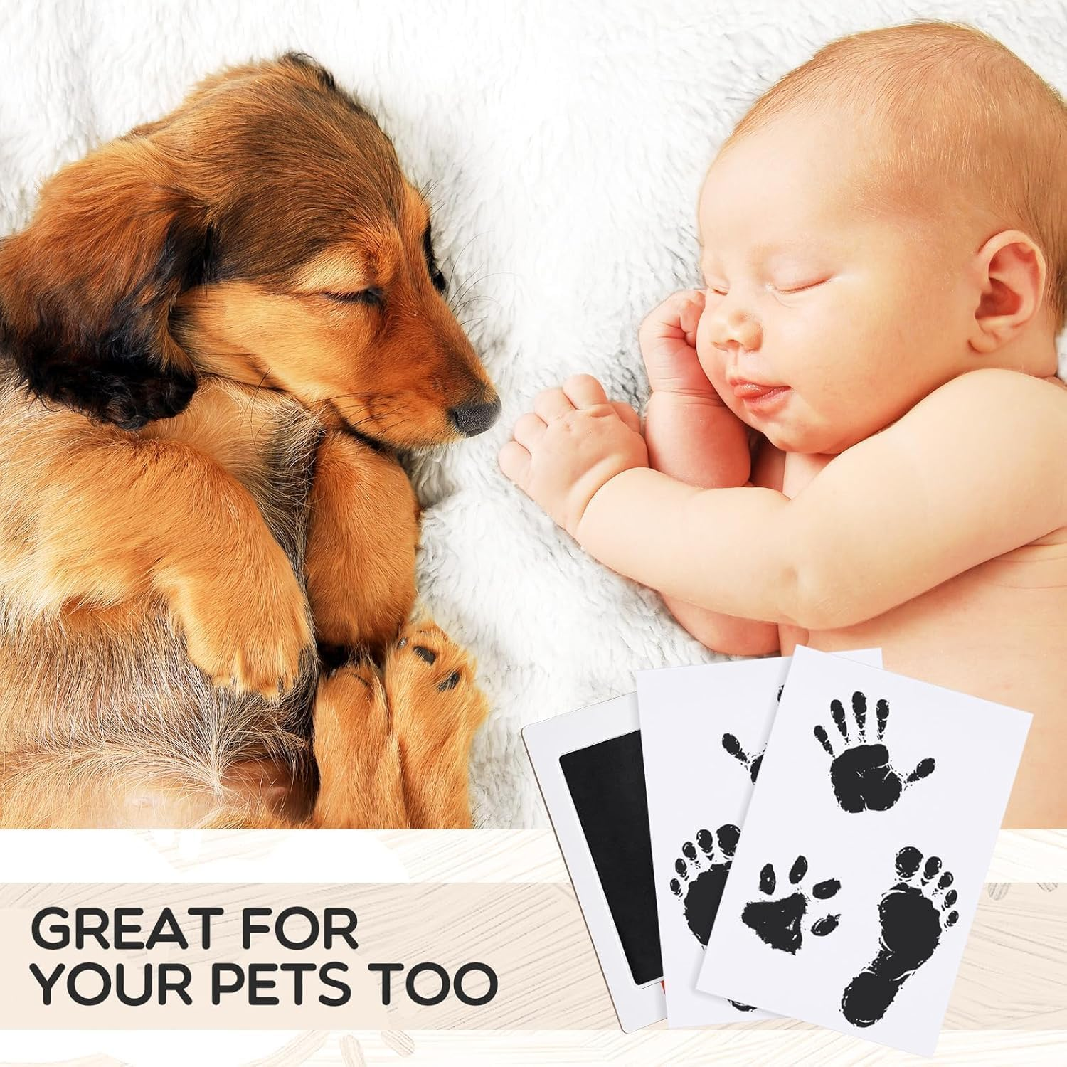 2Pcs Baby Hand and Footprint Kit Pet Paw Print Kit Kit Footprint Kit Baby with 2 Ink Pads and 4 Imprint Cards Infant Hand and Foot Stamp Ink Pad image number 4