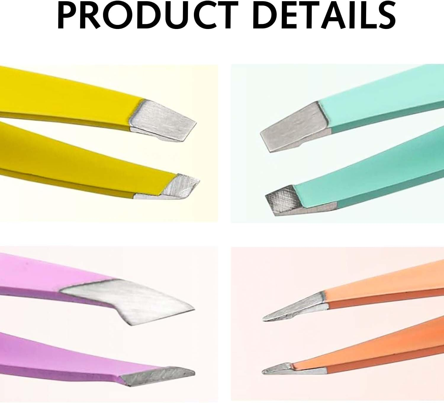 Stainless Steel Tweezers Set Eyebrow Plucker for Women Men Face Brow Chin Ingrown Hair 4 Pieces image number 5