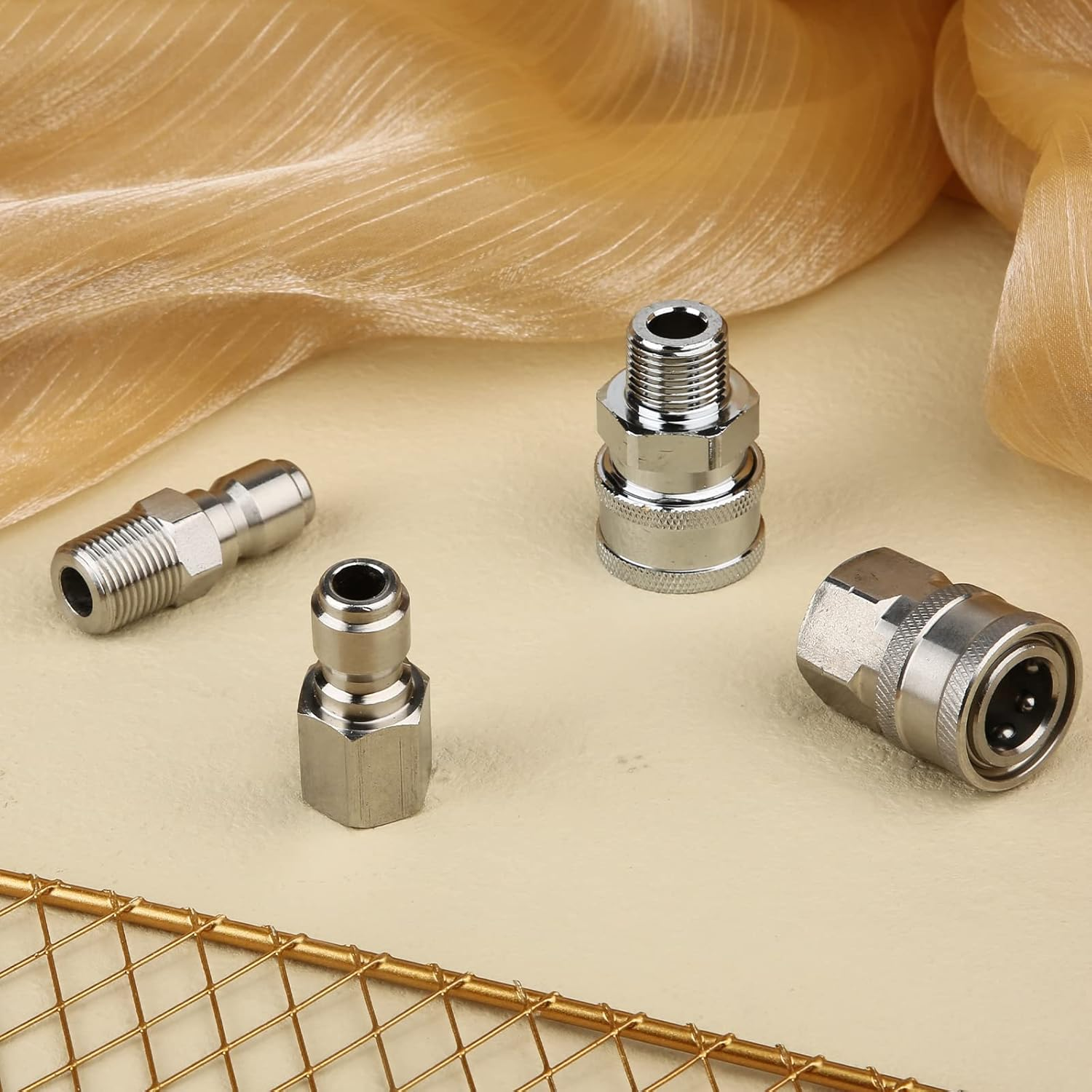4Pcs Pressure Washer Coupler, NPT 3/8Inch Pressure Washer Fittings Stainless Steel Male and Female Quick Connector Fittings 3/8 Pressure Washer Adapter (Internal Thread, External Thread) image number 6