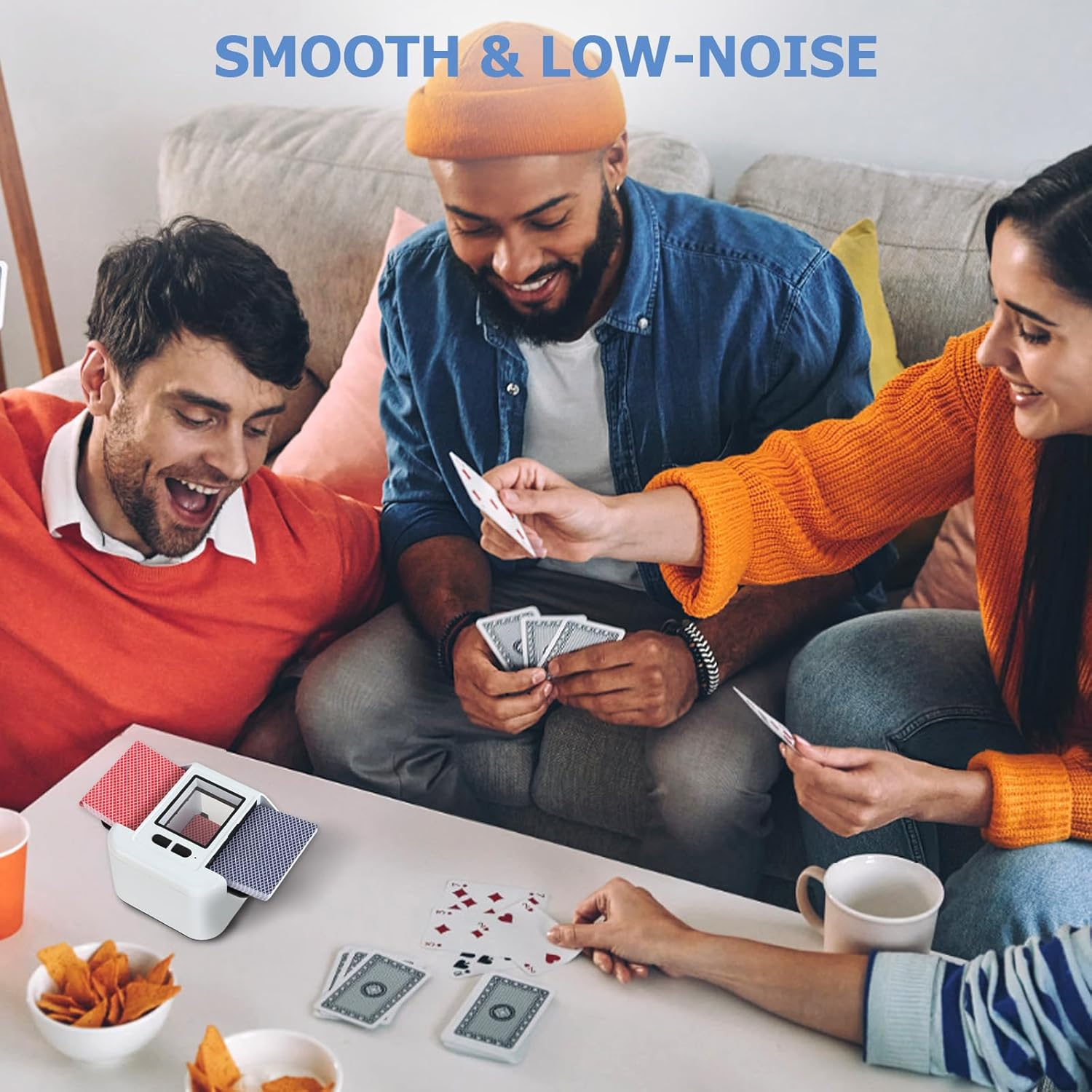 Milliefun Rechargeable Automatic Card Shuffler Machine 1-2 Decks, 2000Mah with USB Type-C, Quiet & Easy Use, Poker Shuffler for UNO, Blackjack, Texas Hold&rsquo;Em, Home Games image number 2