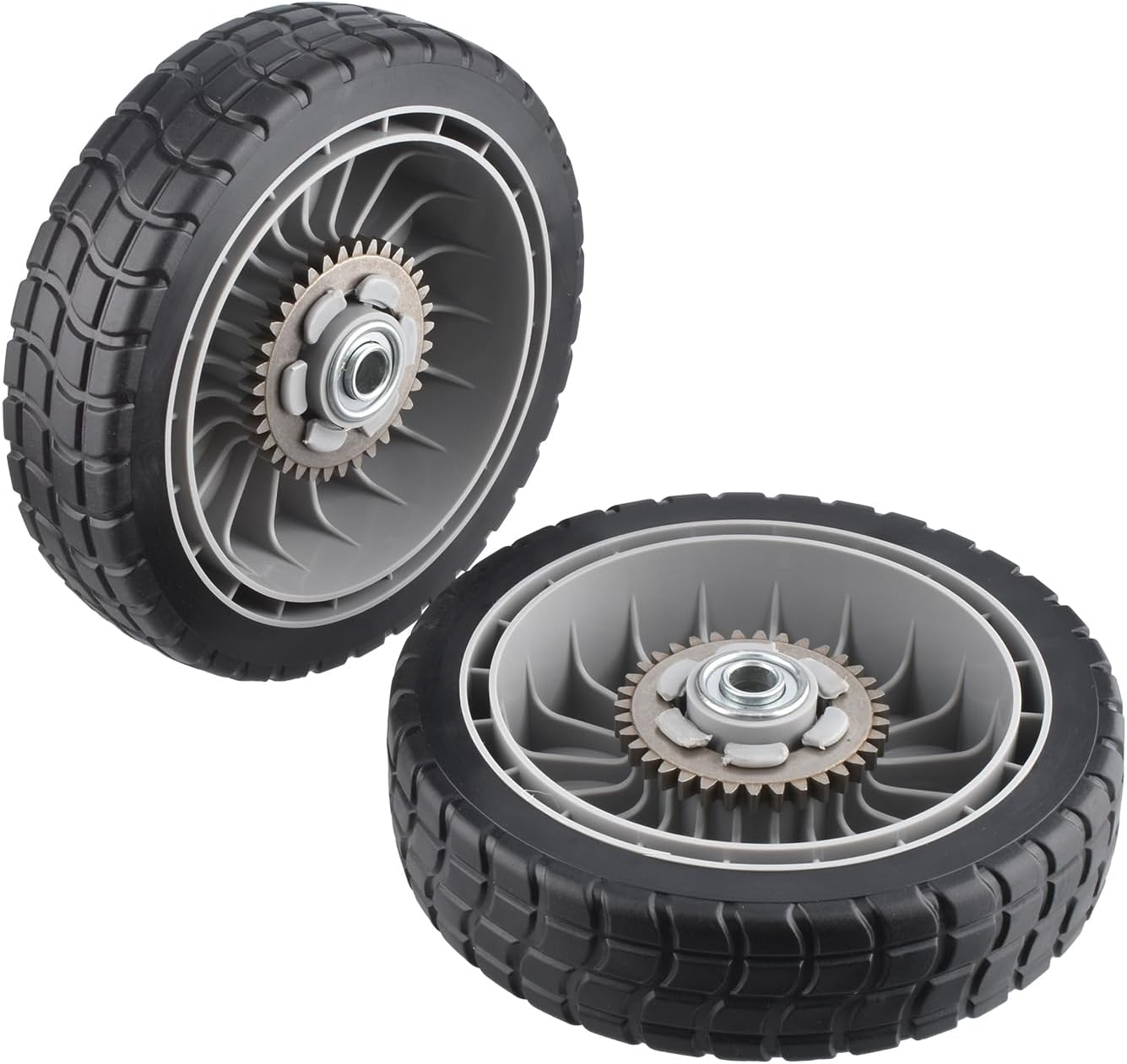 2 Pieces 8-Inch Lawn Mower Rear Wheel with Gear for Honda 42710-VE2-M01ZE 42710-VE2-M02ZE HRR216K6 image number 1