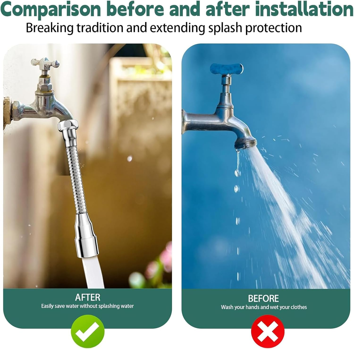 AIJOY Pack of 2 Universal 360&deg; Swivelling Faucet Extenders, 14 Cm Multifunctional Aerator for Effortless Kitchen & Sink Cleaning image number 3