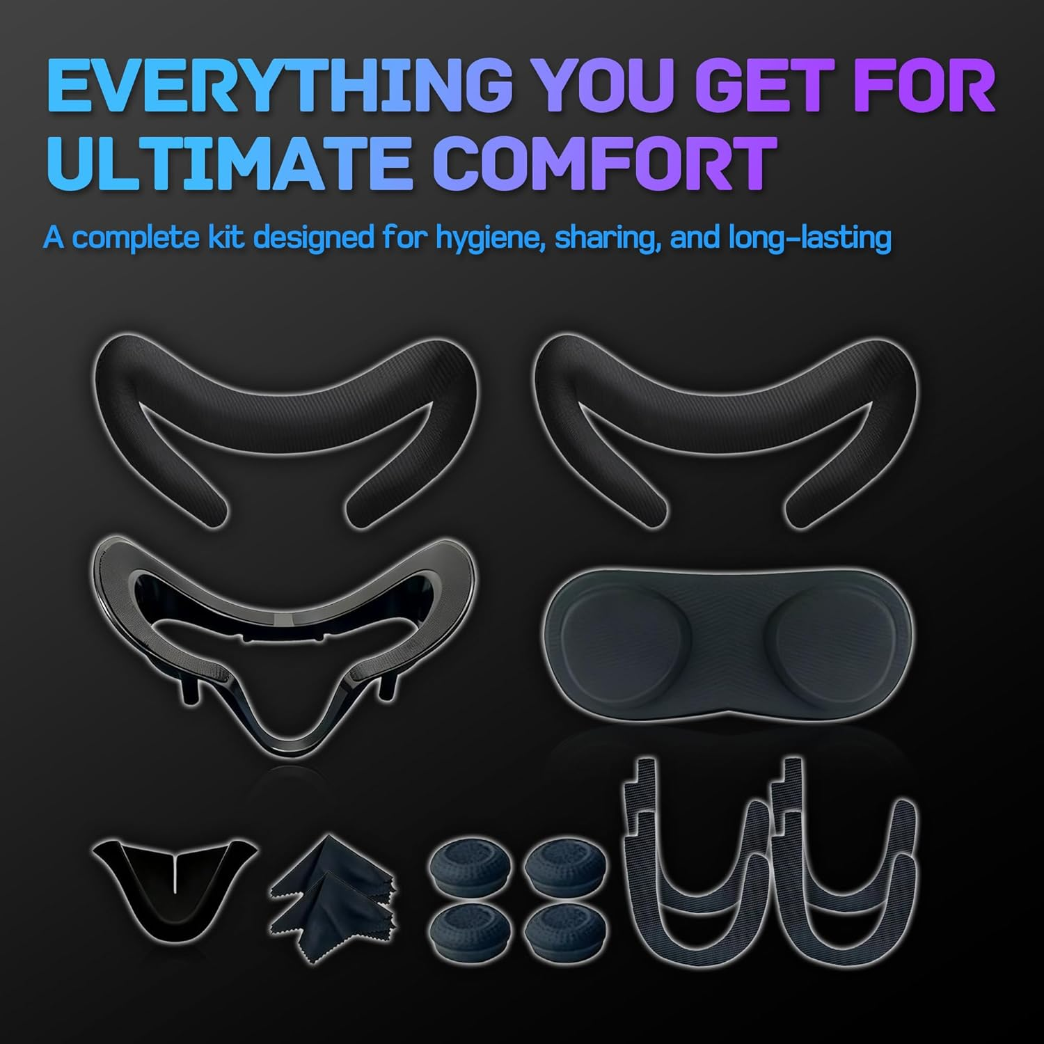 Valve Index Face Gasket Complete Ice Silk Washable Hygienic VR Cover for Valve Index Headset,Magnetic Bracket 2X Silk Ice Foam Pads Lens Cover Nose Pad 4 Thumbstick Caps 2 Cloths 2 Spare Tapes image number 3