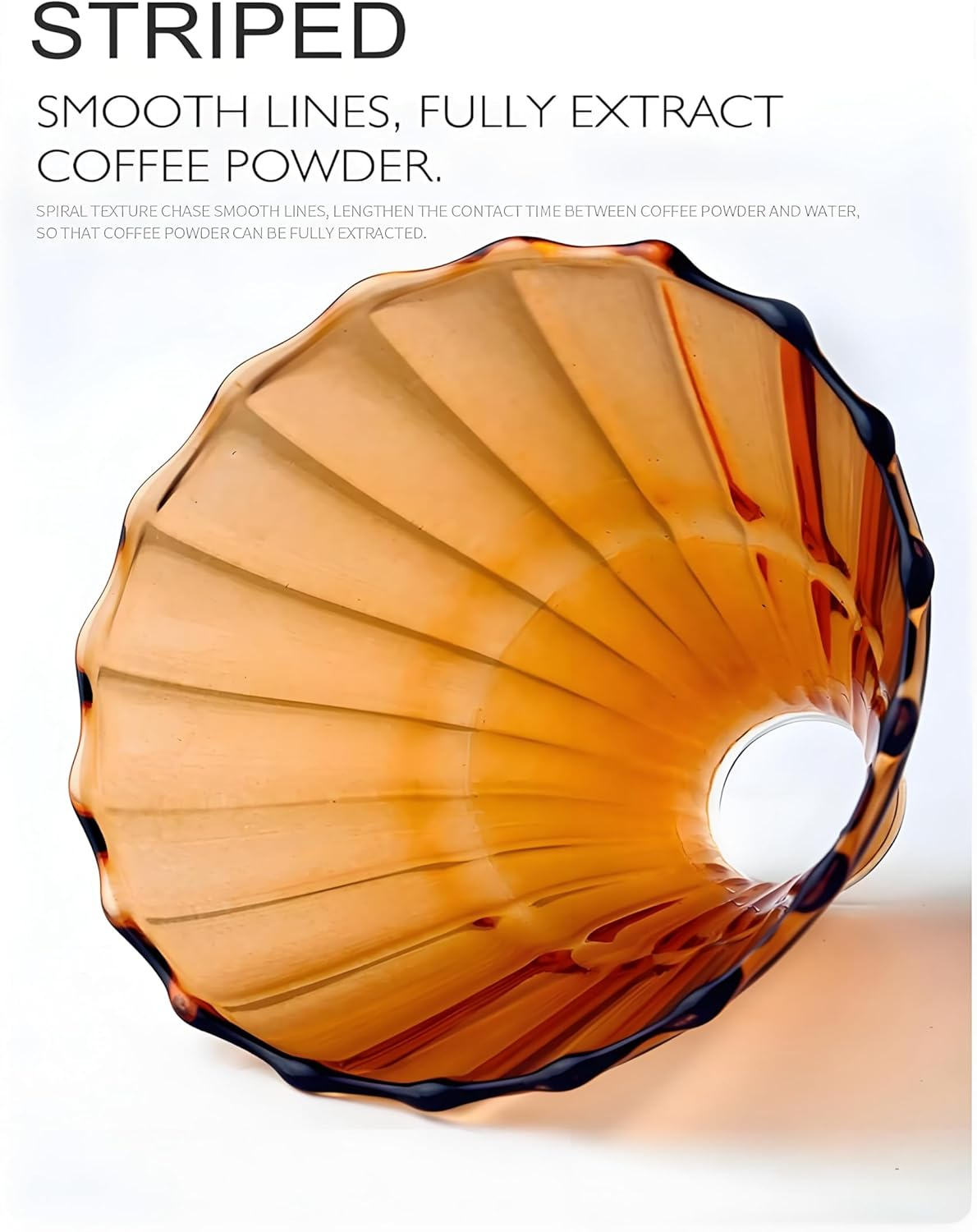 KFKAA V60 Glass Coffee Dripper，With Bamboo Wood Base Drip Coffee Makerhome, for Travel, Camping, Office,1-3 Cups image number 3