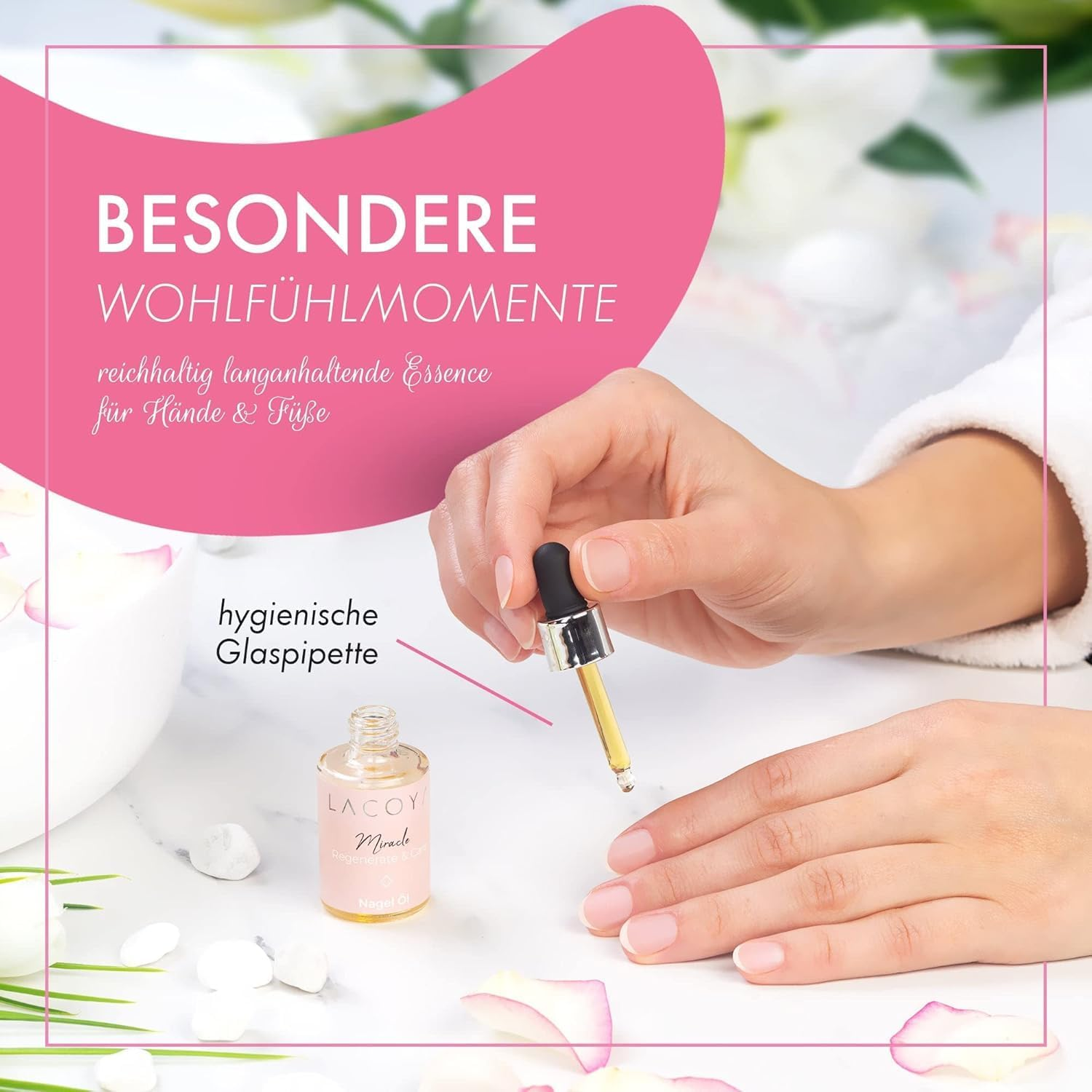 LACOYA&reg; Nail Oil for Fingers, Toenails & Cuticles - Nail Care Oil Strengthens & Nourishes Cracked, Brittle Nails Including Cuticle Pusher - Repair & Protect Cuticle Oil - Cuticle Oil 10 Ml