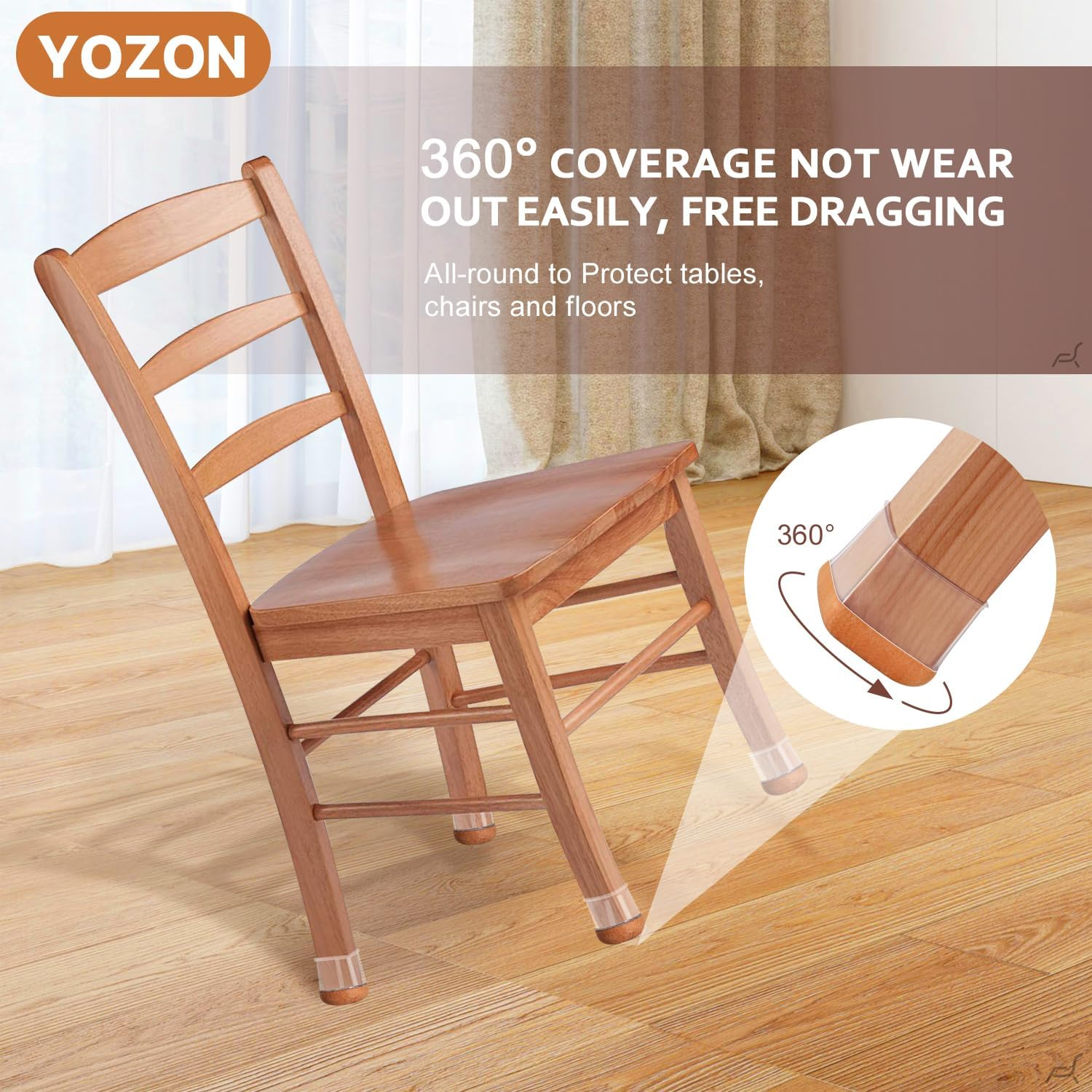 Chair Leg Floor Protectors Square Chair Leg Protectors for Hardwood Floors Silicone Caps Felt Strengthen Bottom Protection Reduce Noise 16 Pack Clear Square L Fit: (27-40Mm) image number 1