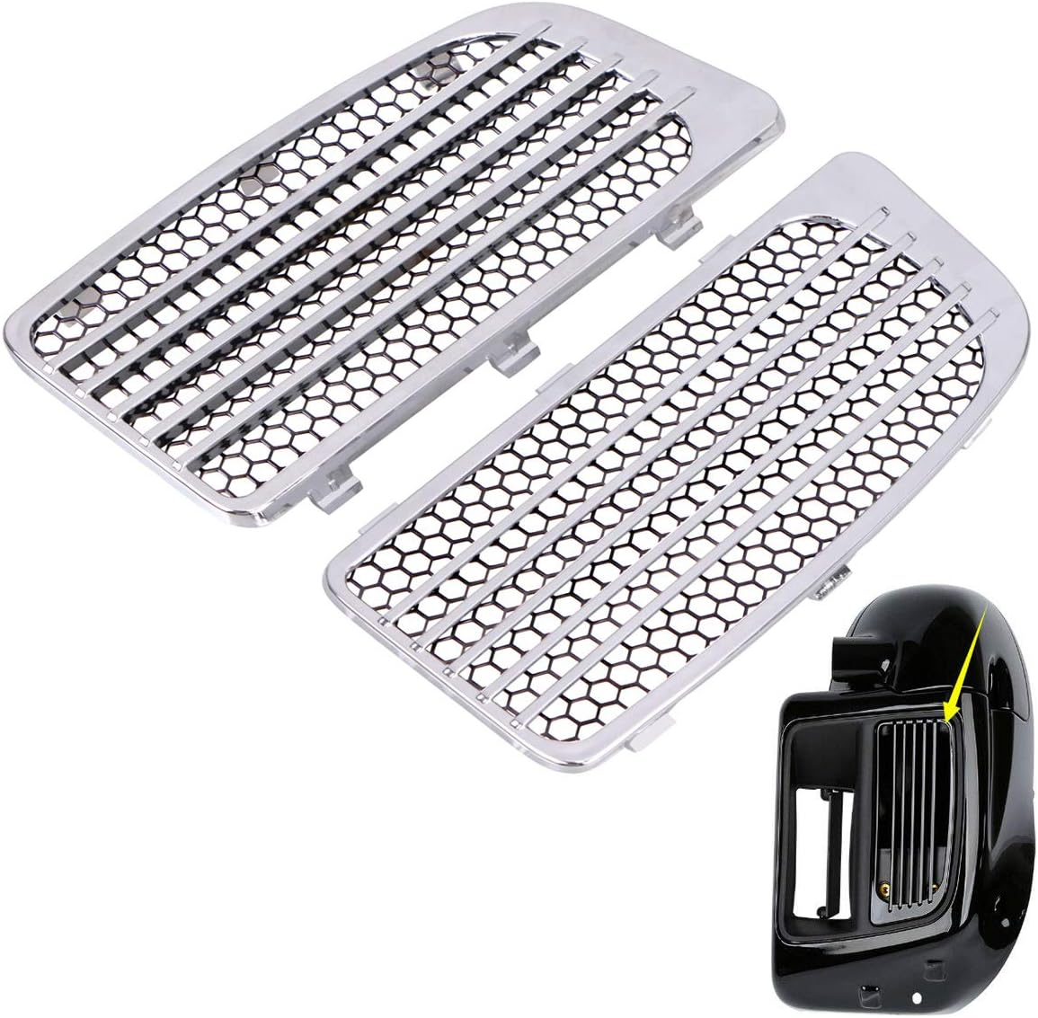 Pair Motorcycle Accessory: Chrome Radiator Grills & Screens for Harley Davidson Twin Cooled 2014-2019 image number 5